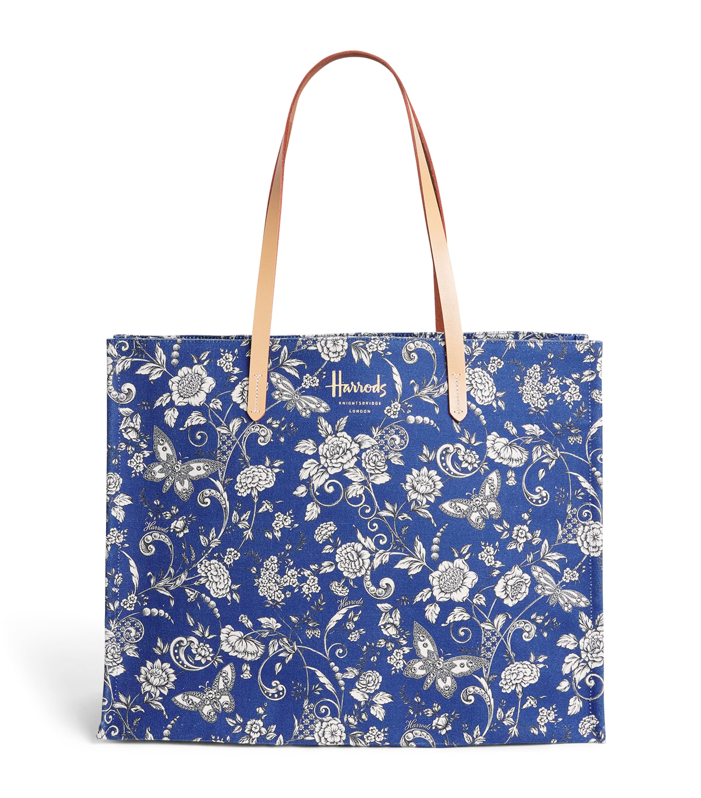Harrods Large Cotton Butterfly Tote Bag Print Image 1
