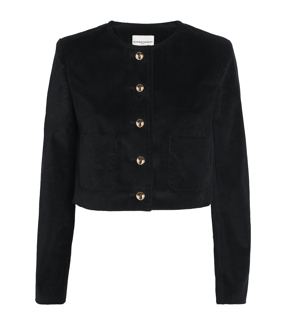 Velvet Cropped Blazer BLACK Image 1