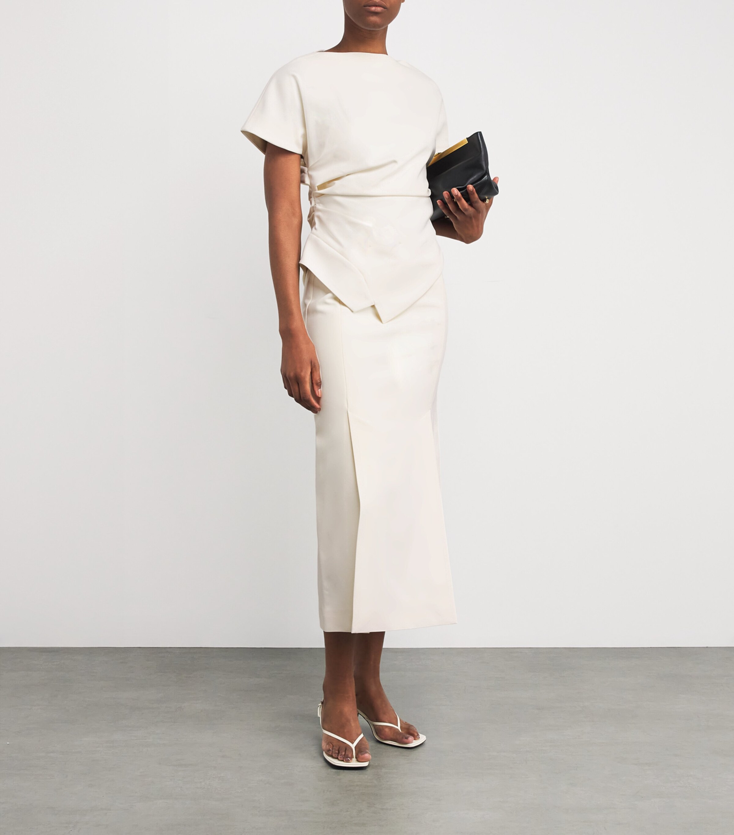 Róhe Womens Draped Short-Sleeve Top Off White Image 2