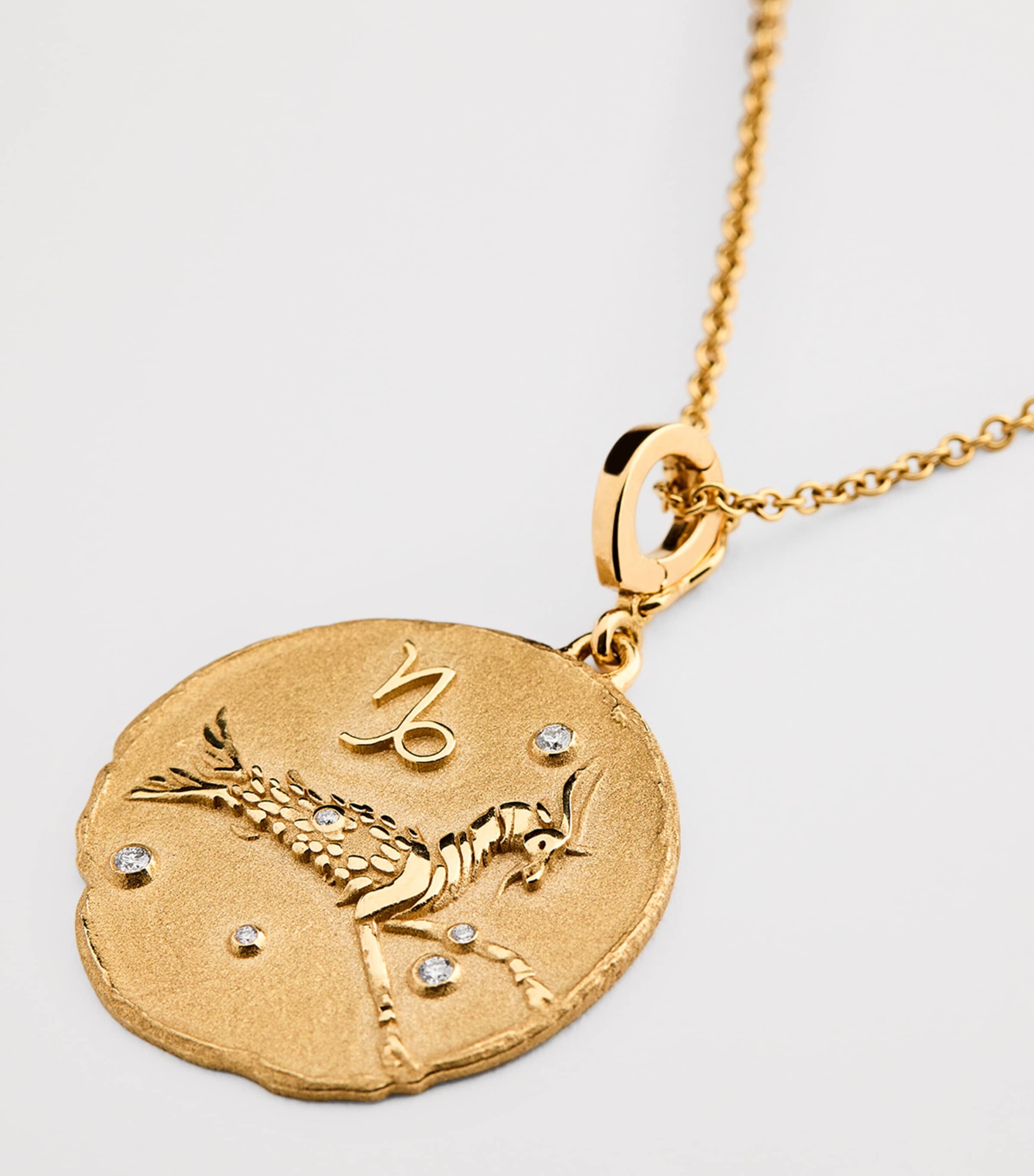 Large Yellow Gold and Diamond Capricorn Coin Charm YELLOW GOLD Image 4