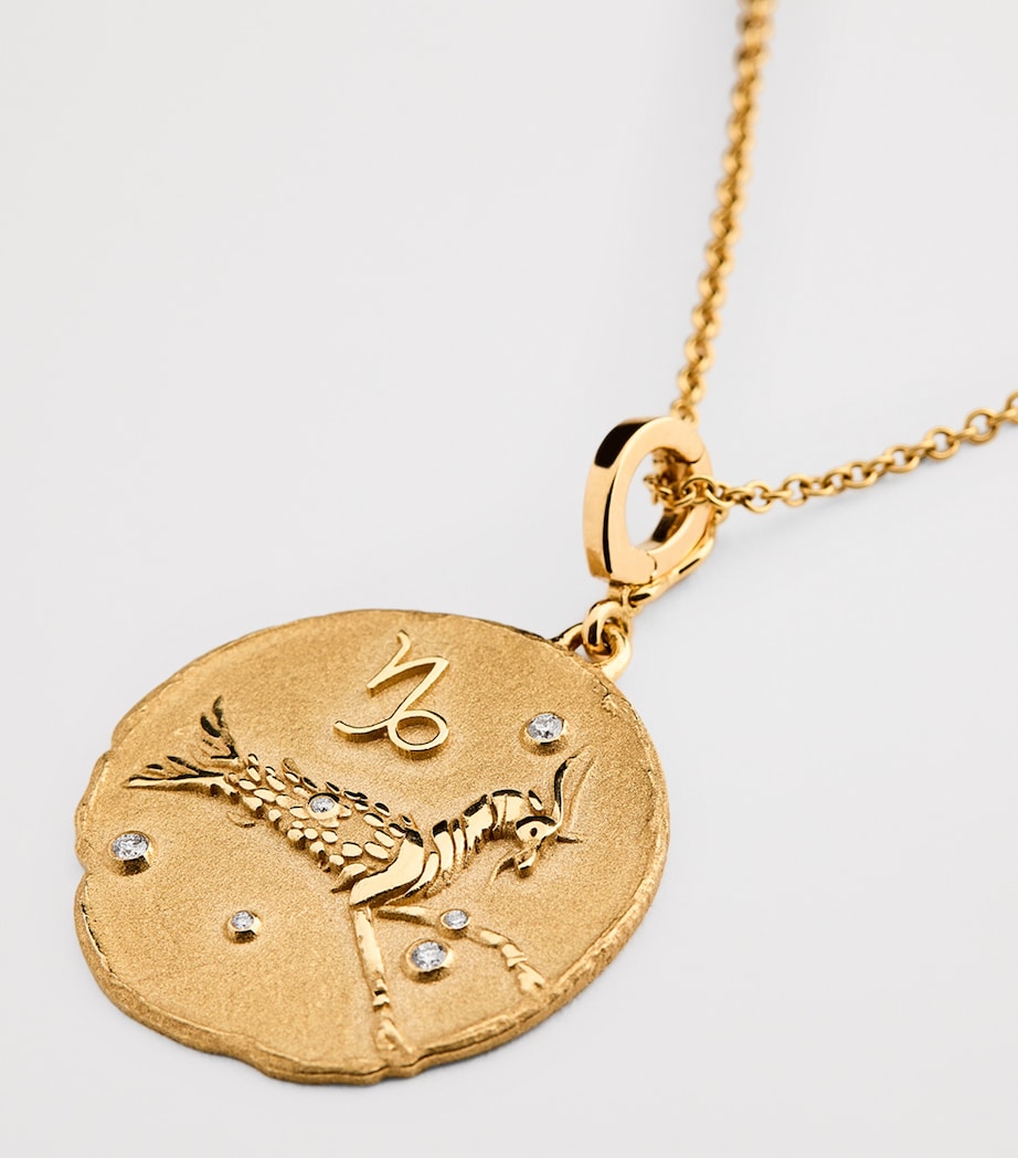 Large Yellow Gold and Diamond Capricorn Coin Charm YELLOW GOLD Image 4