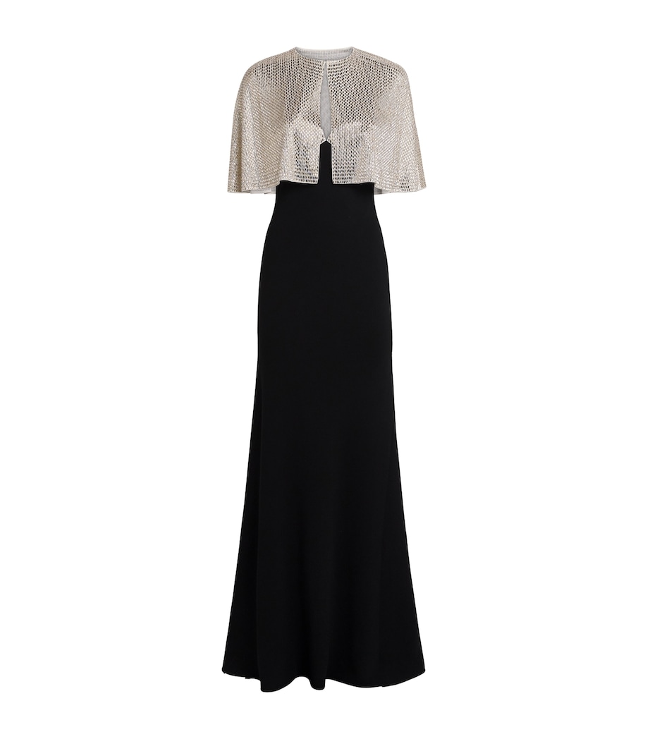 Roland Mouret Womens Embellished-Cape Gown Black Image 1