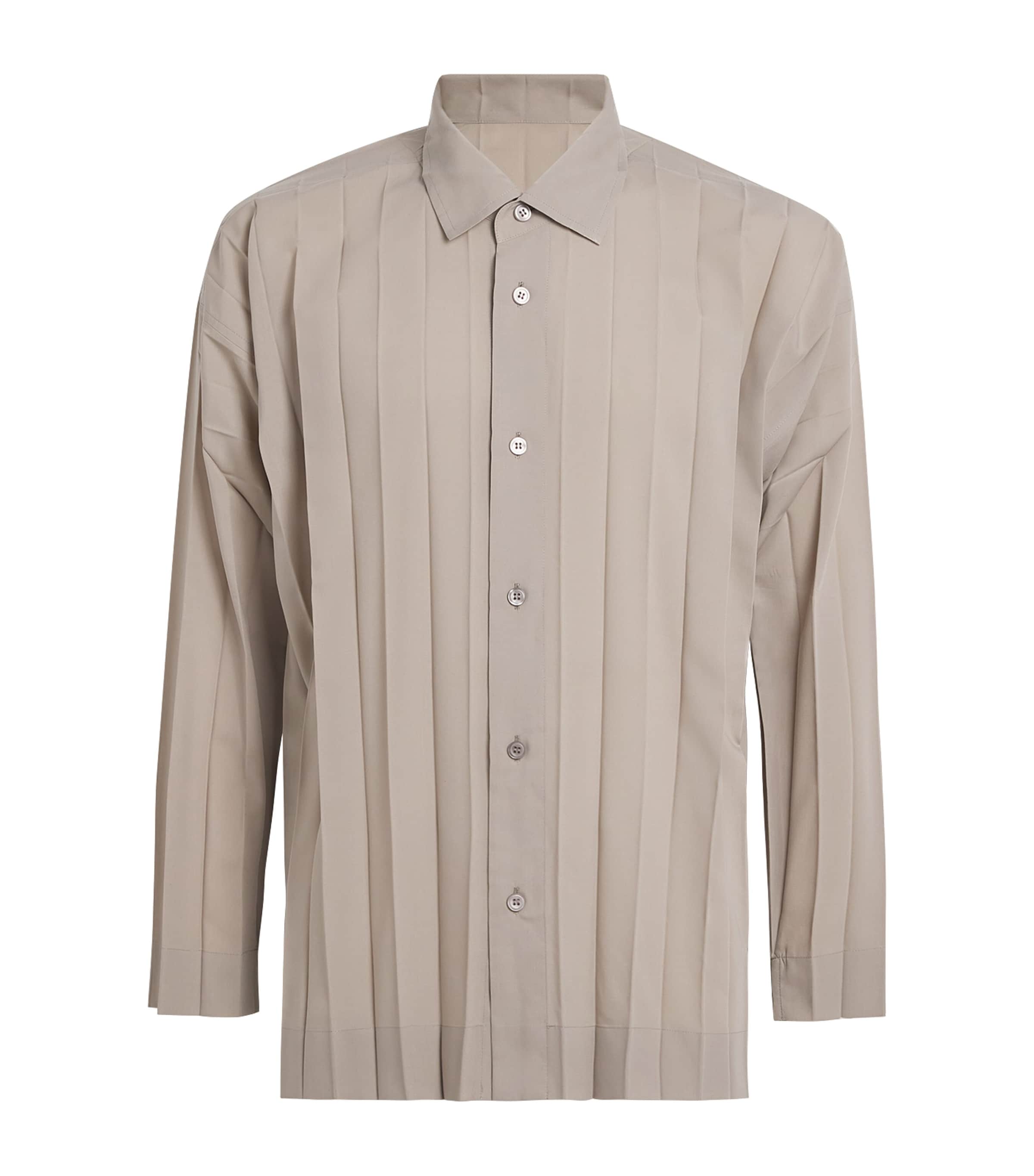 Homme Plissé Issey Miyake Mens Wide Pleated Shirt Gray Image 1