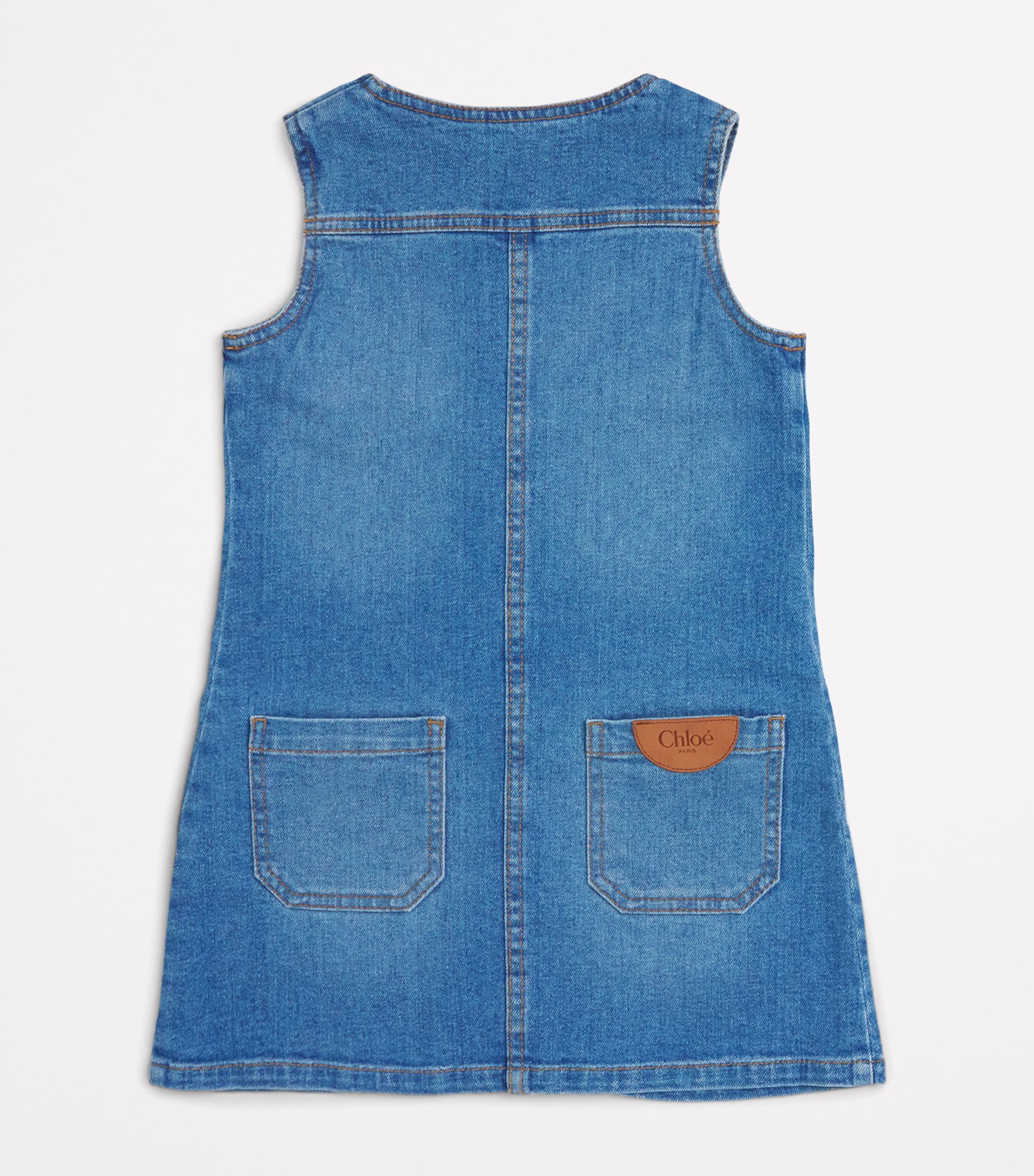 Chloé Kids Denim Sleeveless Dress (4-14 Years) Bleach Image 2