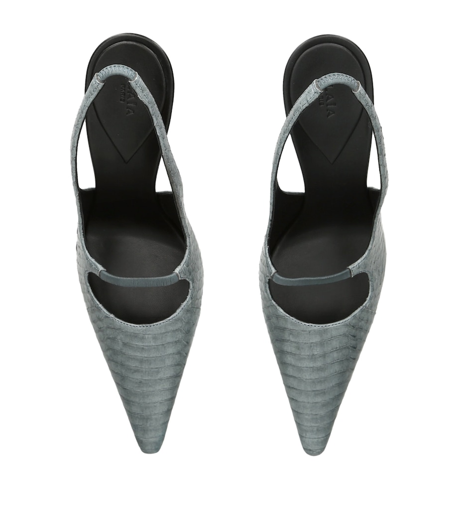Alaïa Leather Croc-Effect Drop Slingback Pumps 90 Other Image 4