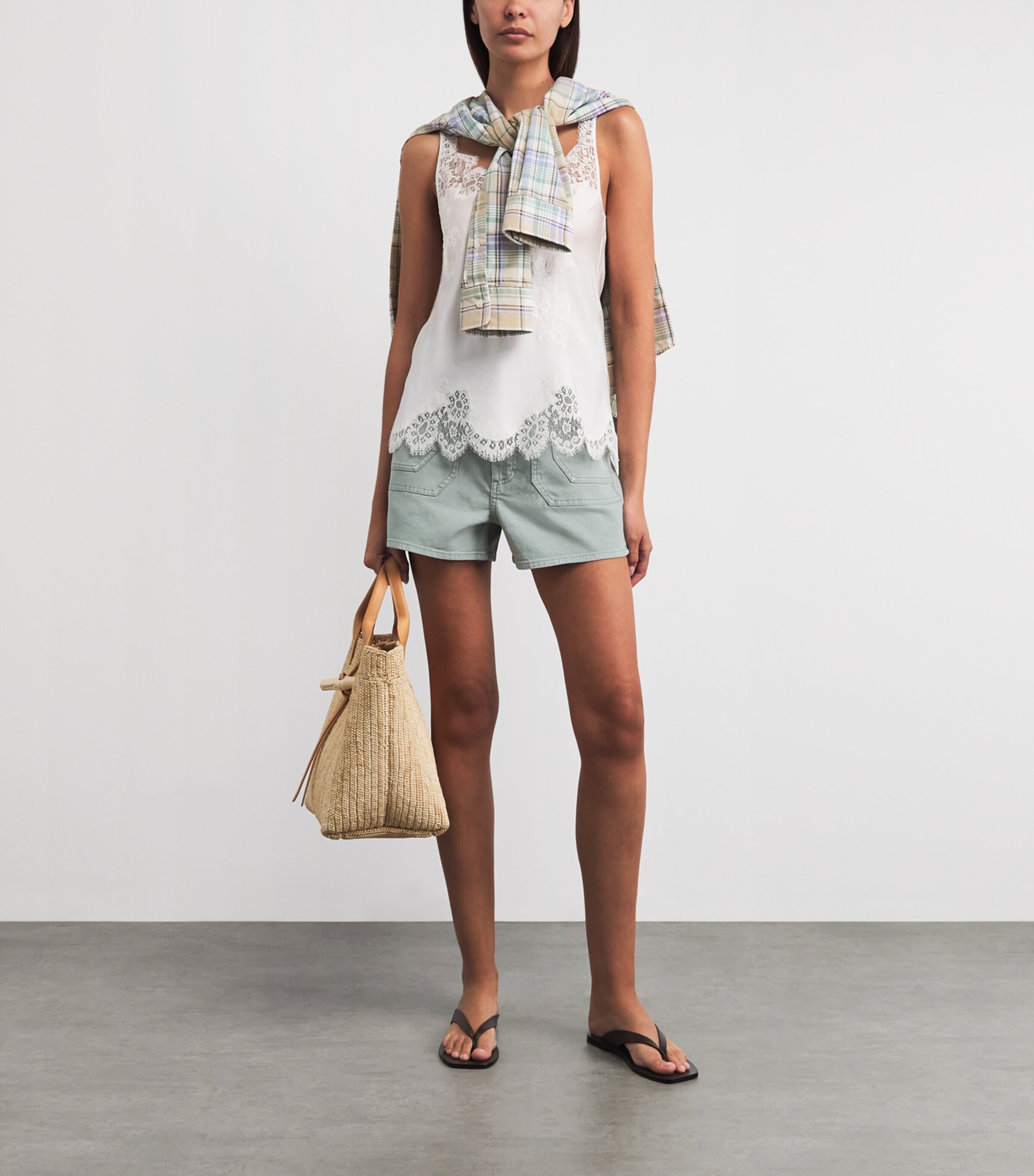 PAIGE Womens Laken Denim Shorts Vintage Seaglass Image 2