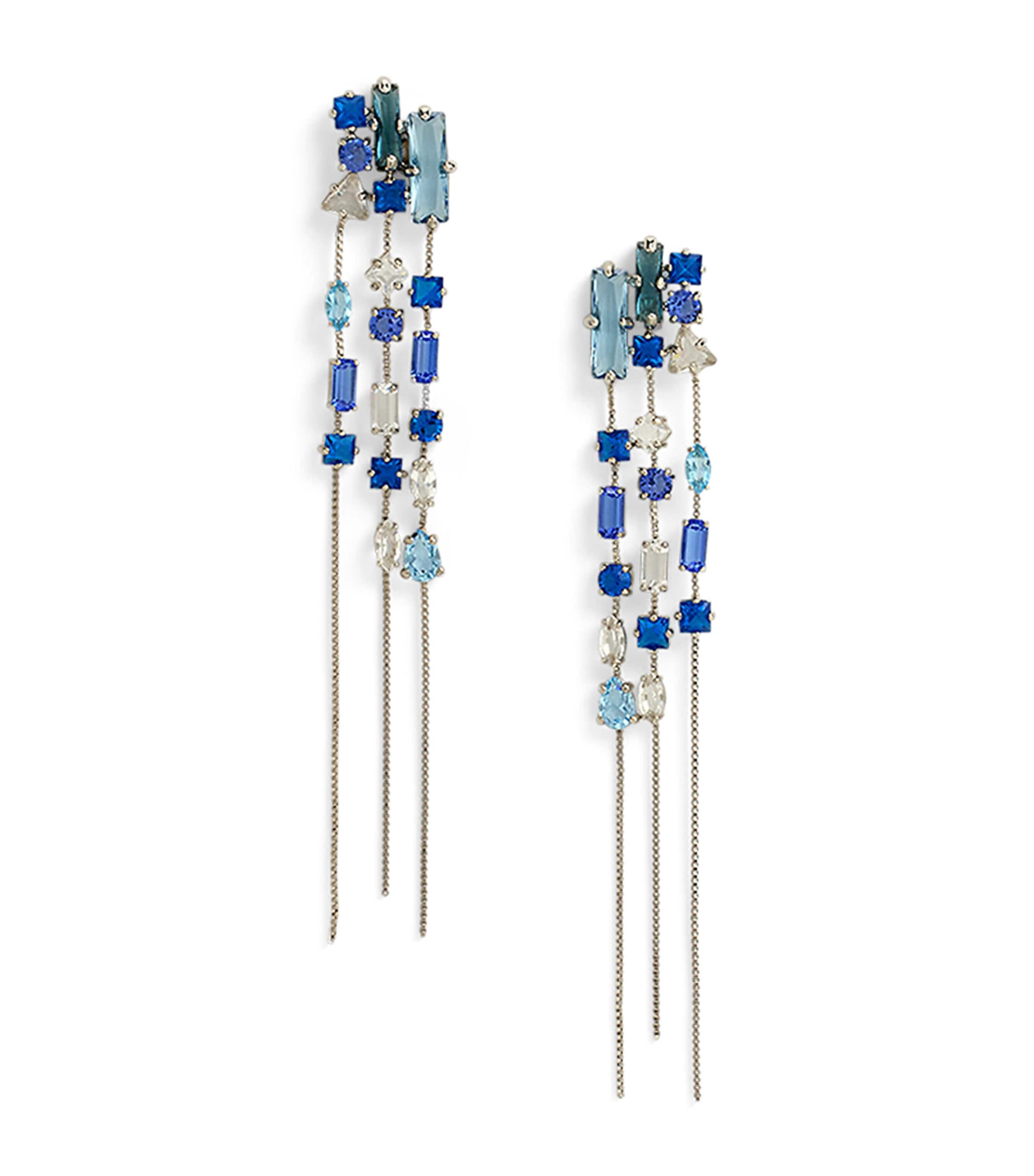 Ralph Lauren Cluster Dangle Earrings In Blue
