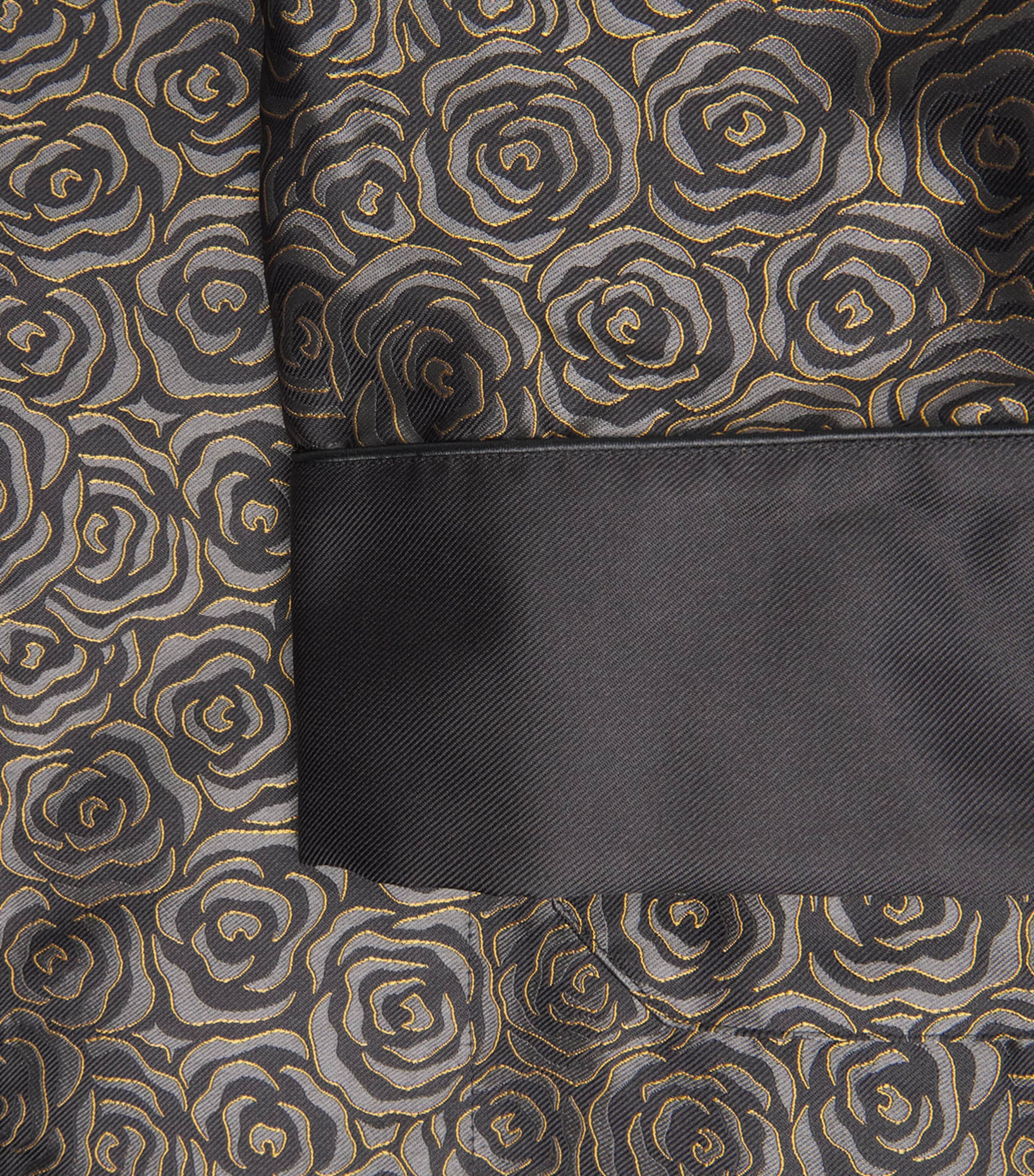 Derek Rose Mens Silk Jacquard Verona Robe Bla Image 6