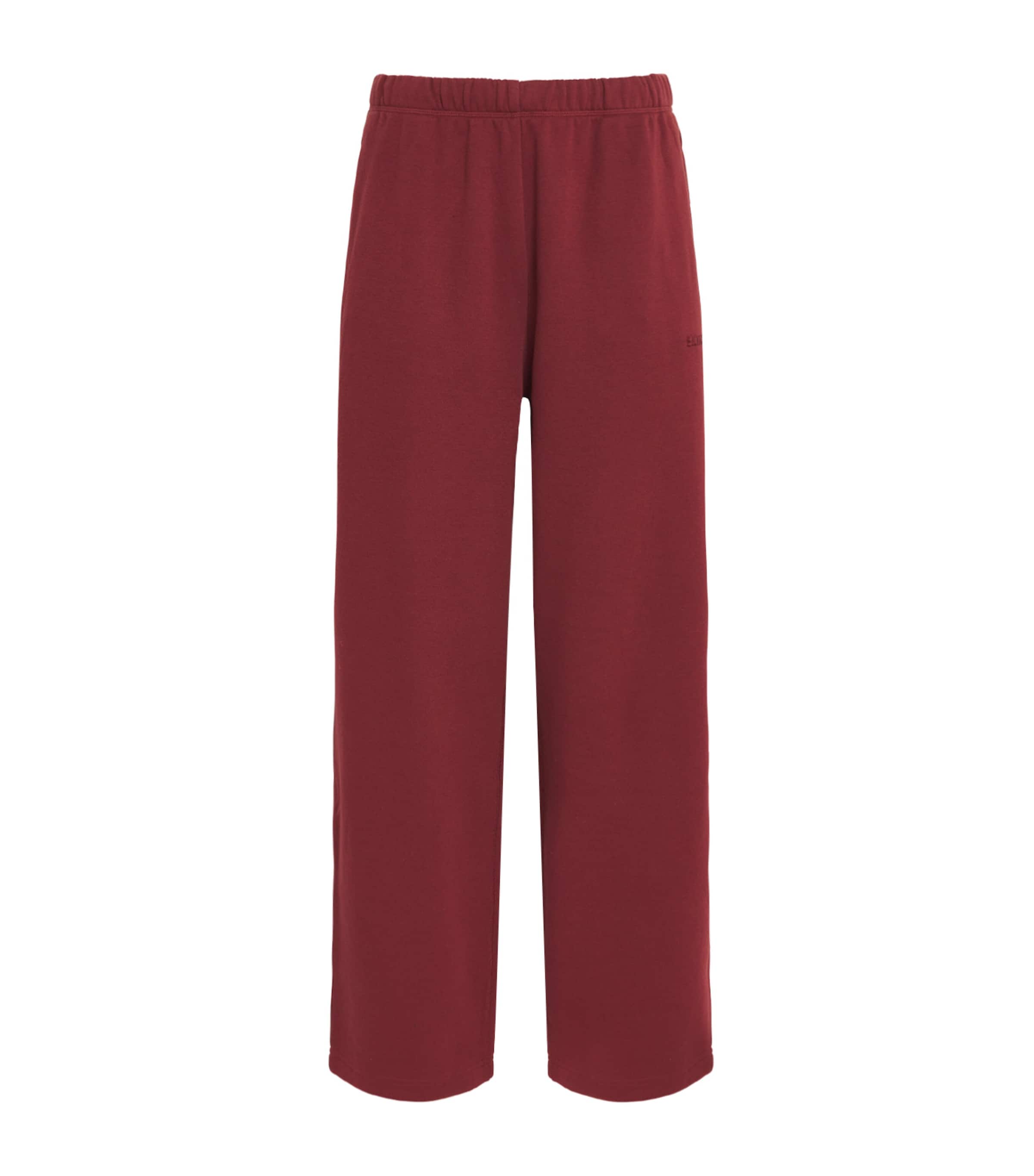 Skims Cotton-blend Fleece Straight Sweatpants In Burgundy