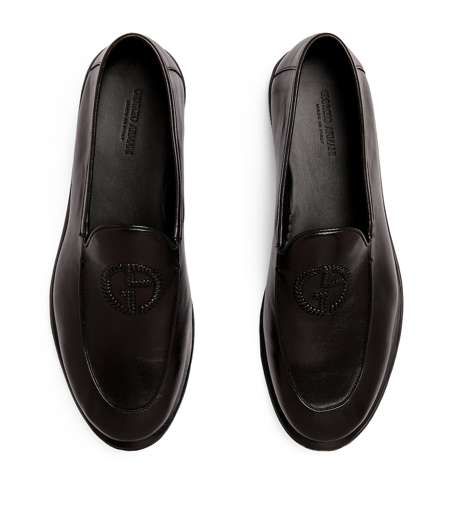 Leather Monogram-Embroidered Loafers 00002 Image 2
