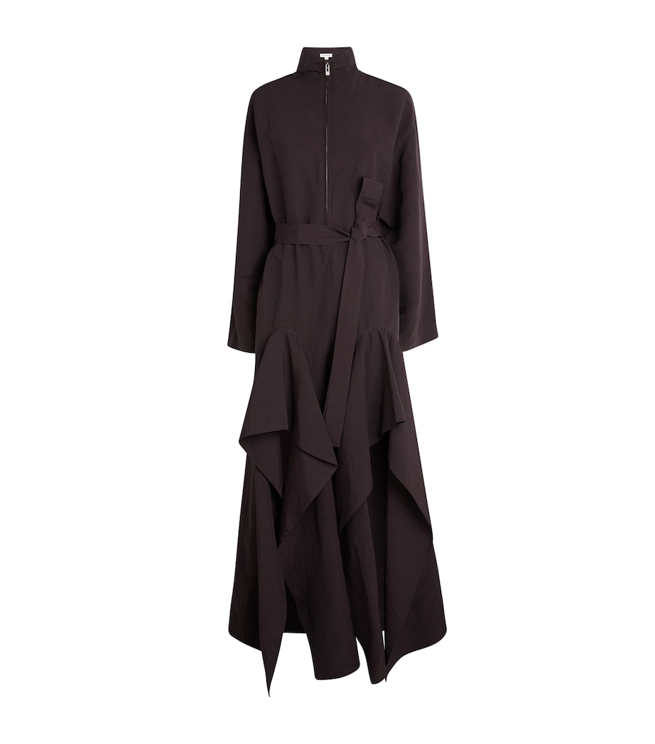 Alaïa Womens Paper-Blend Ruffled Jumpsuit Aubergine Image 1