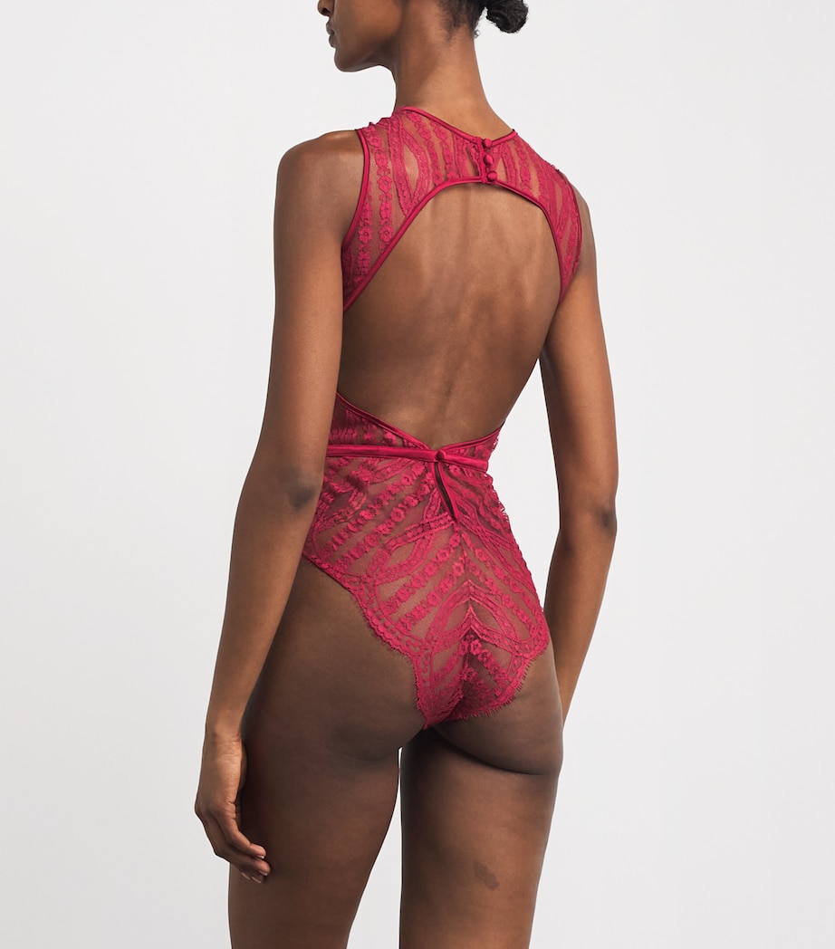 Coco De Mer Womens Lace Renata Bodysuit Ruby Image 3