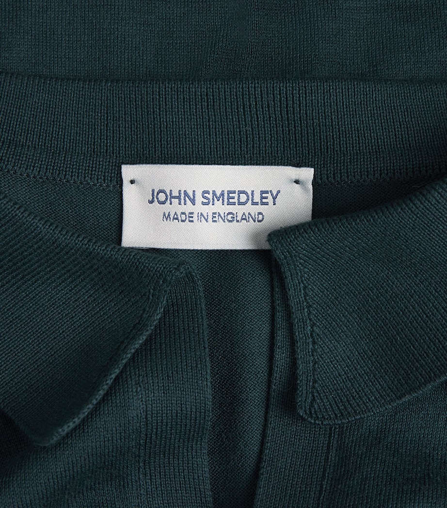 John Smedley Mens Sea Island Cotton Noah Polo Shirt Rainforest Image 6