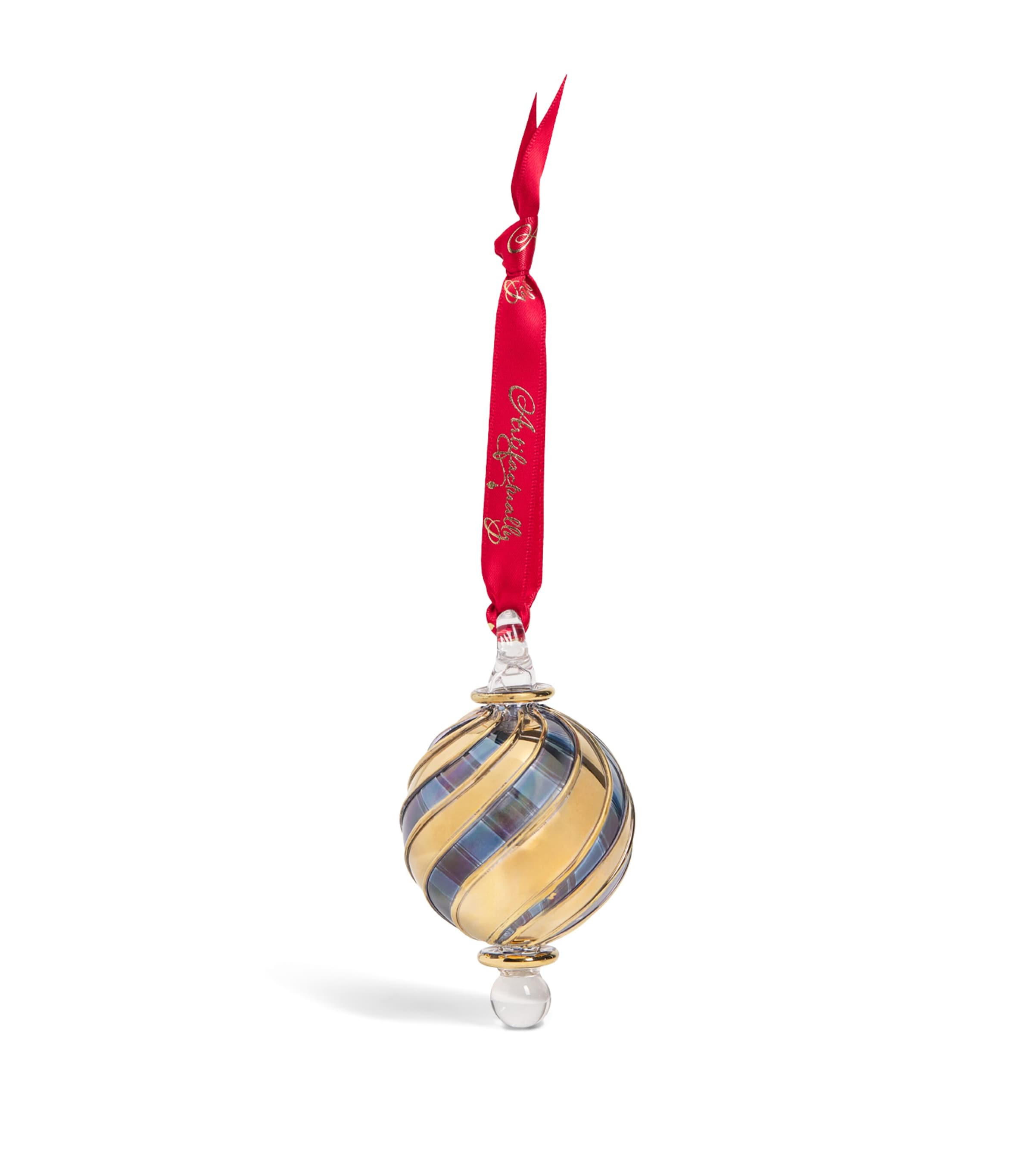 Artifactually Glass Candy Stripe Bauble Blue Image 1