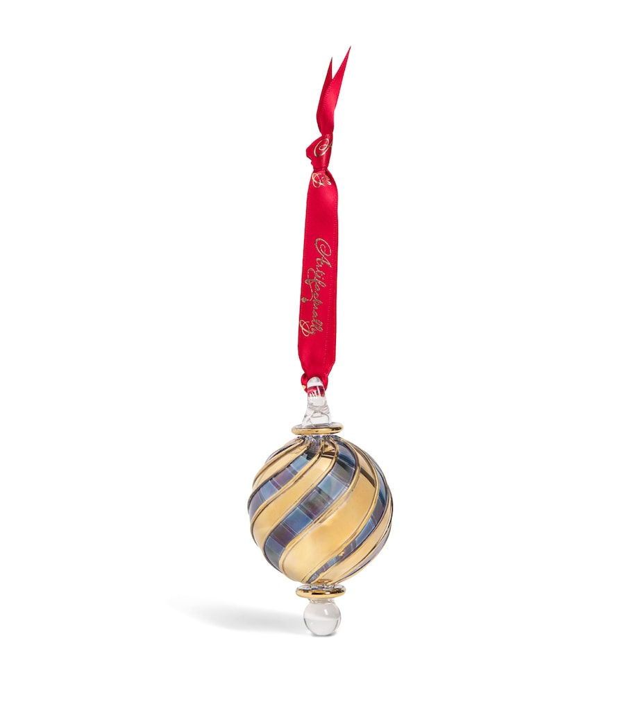 Artifactually Glass Candy Stripe Bauble Blue Image 1