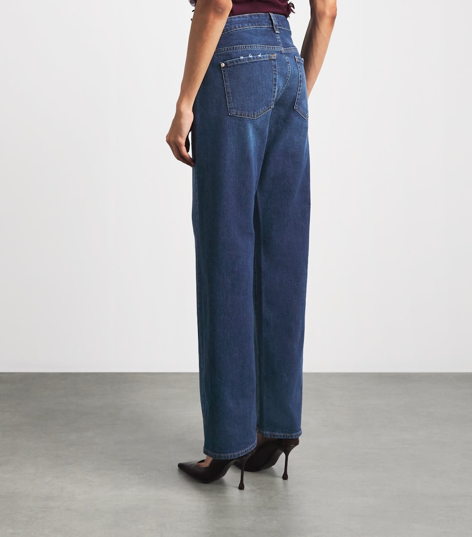 7 For All Mankind Womens Low-Rise Straight Jeans Indiglow Image 5