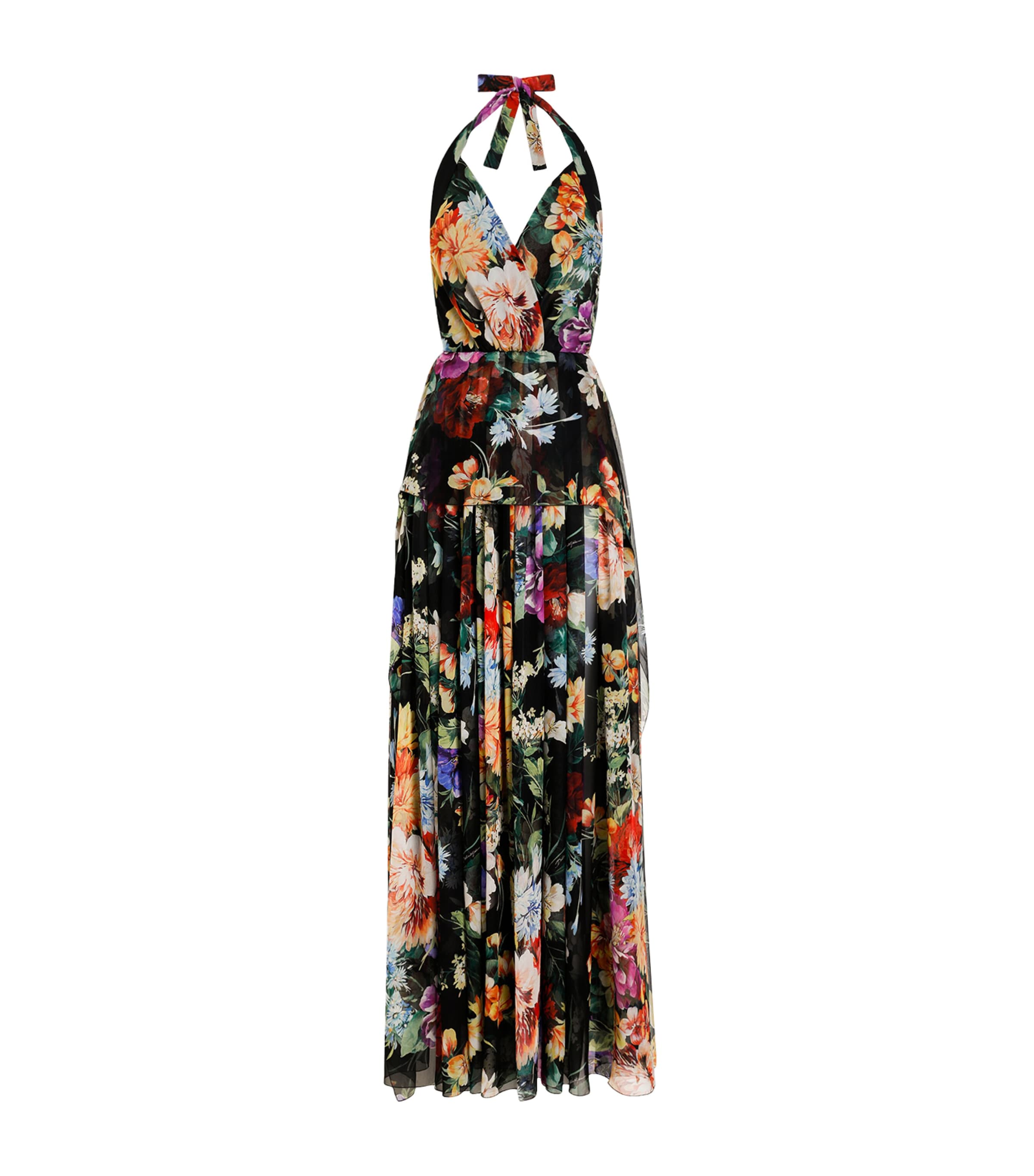 Silk Floral Maxi Dress HN5PC-B.FIORI CRET. Image 1