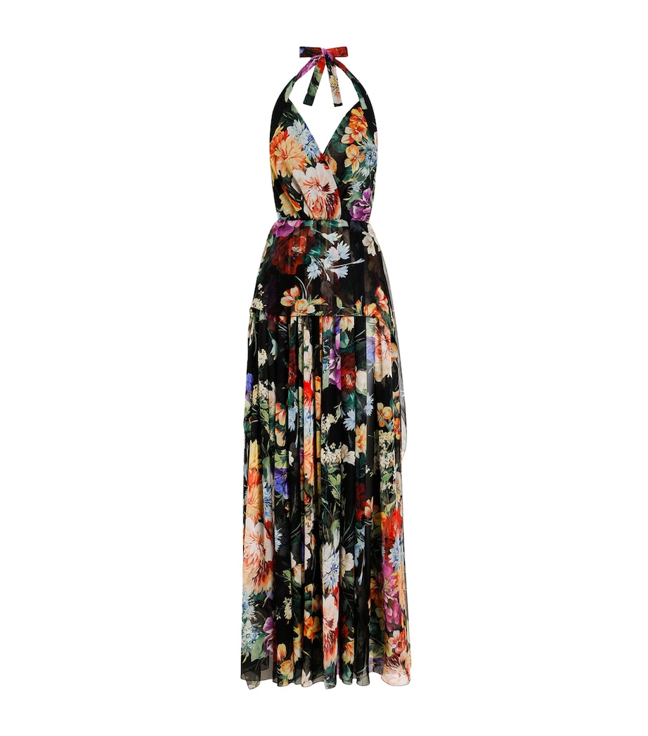 Silk Floral Maxi Dress HN5PC-B.FIORI CRET. Image 1