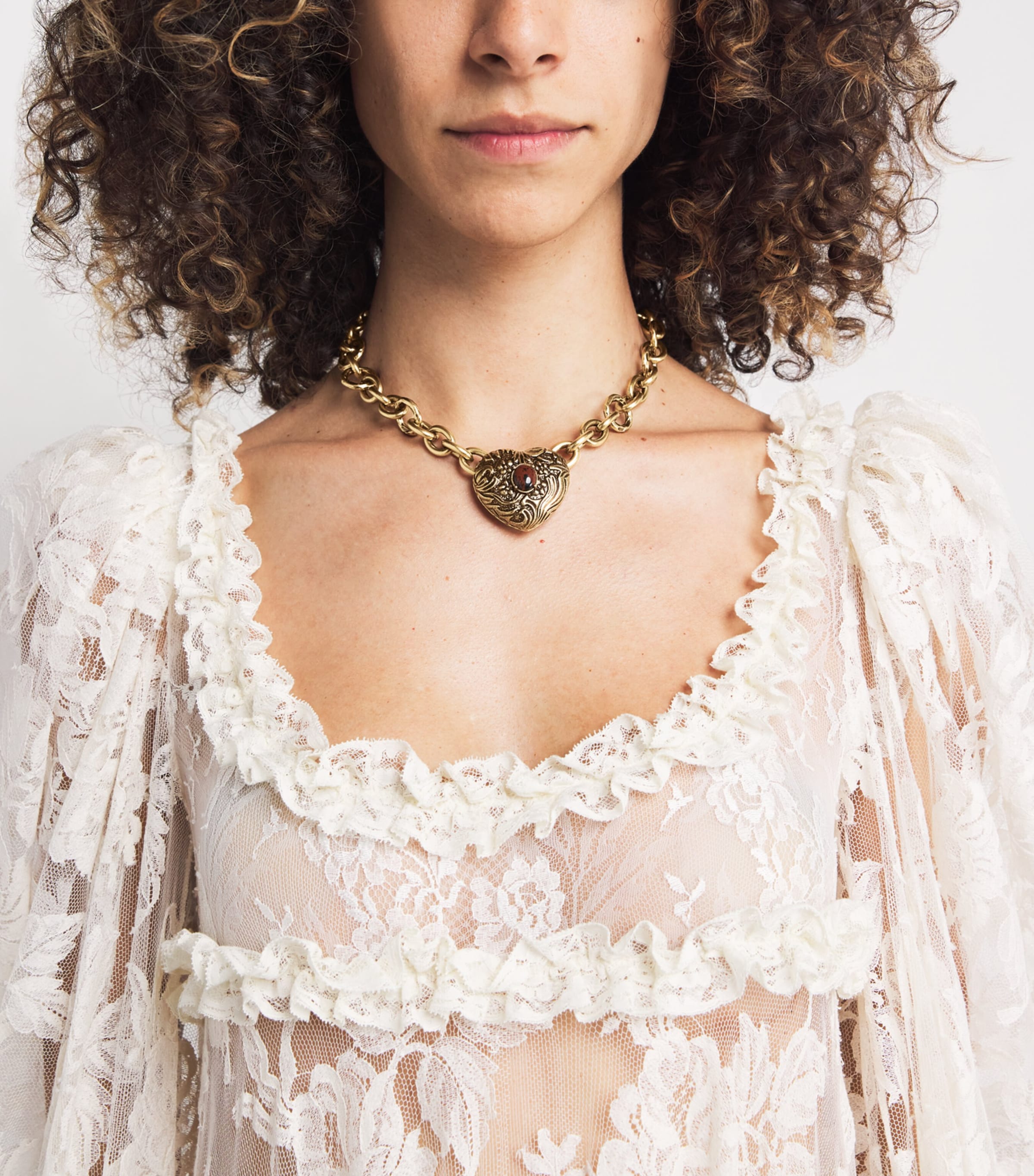 Chloé Victorian Heart Necklace Gold And Brown Image 2