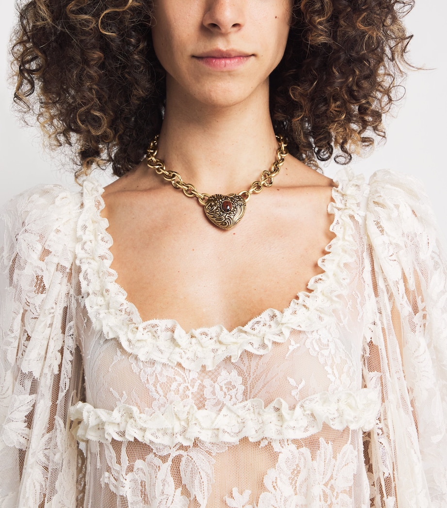 Chloé Victorian Heart Necklace Gold And Brown Image 2