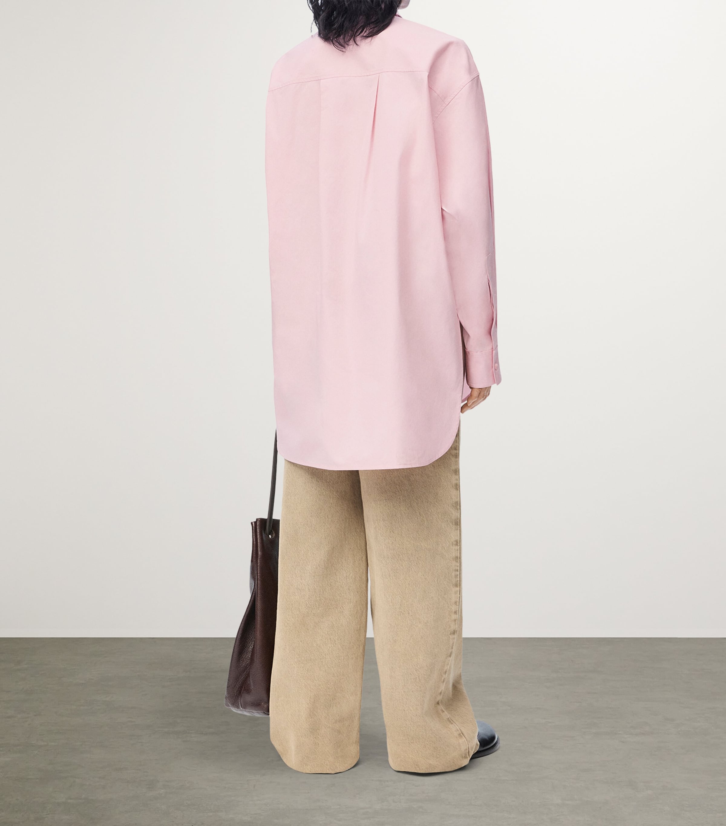 LOEWE Womens Asymmetric Longline Shirt Pink Image 3