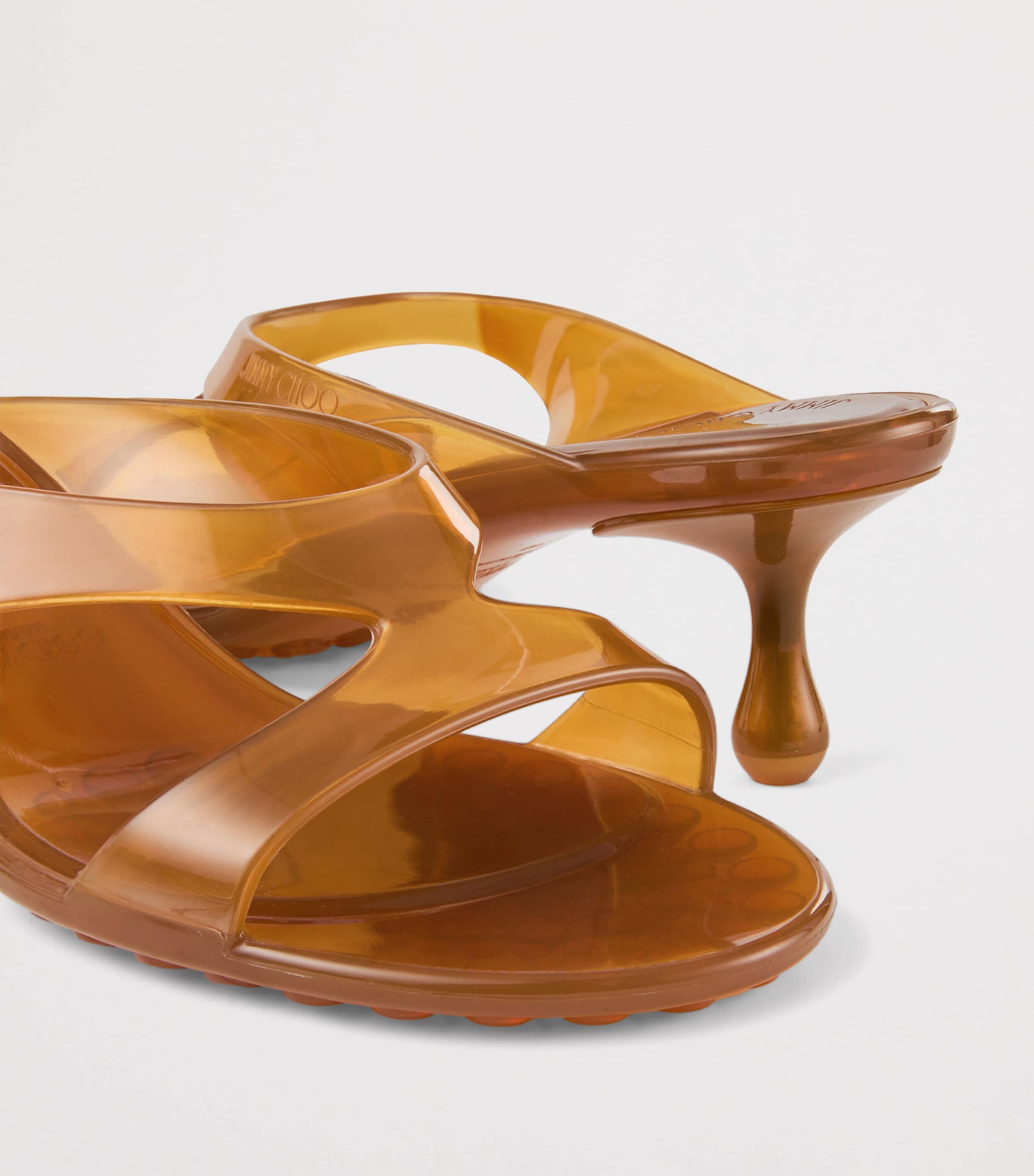 Jimmy Choo Jelly Drop 50 Glitter Heeled Mules Amber Image 6