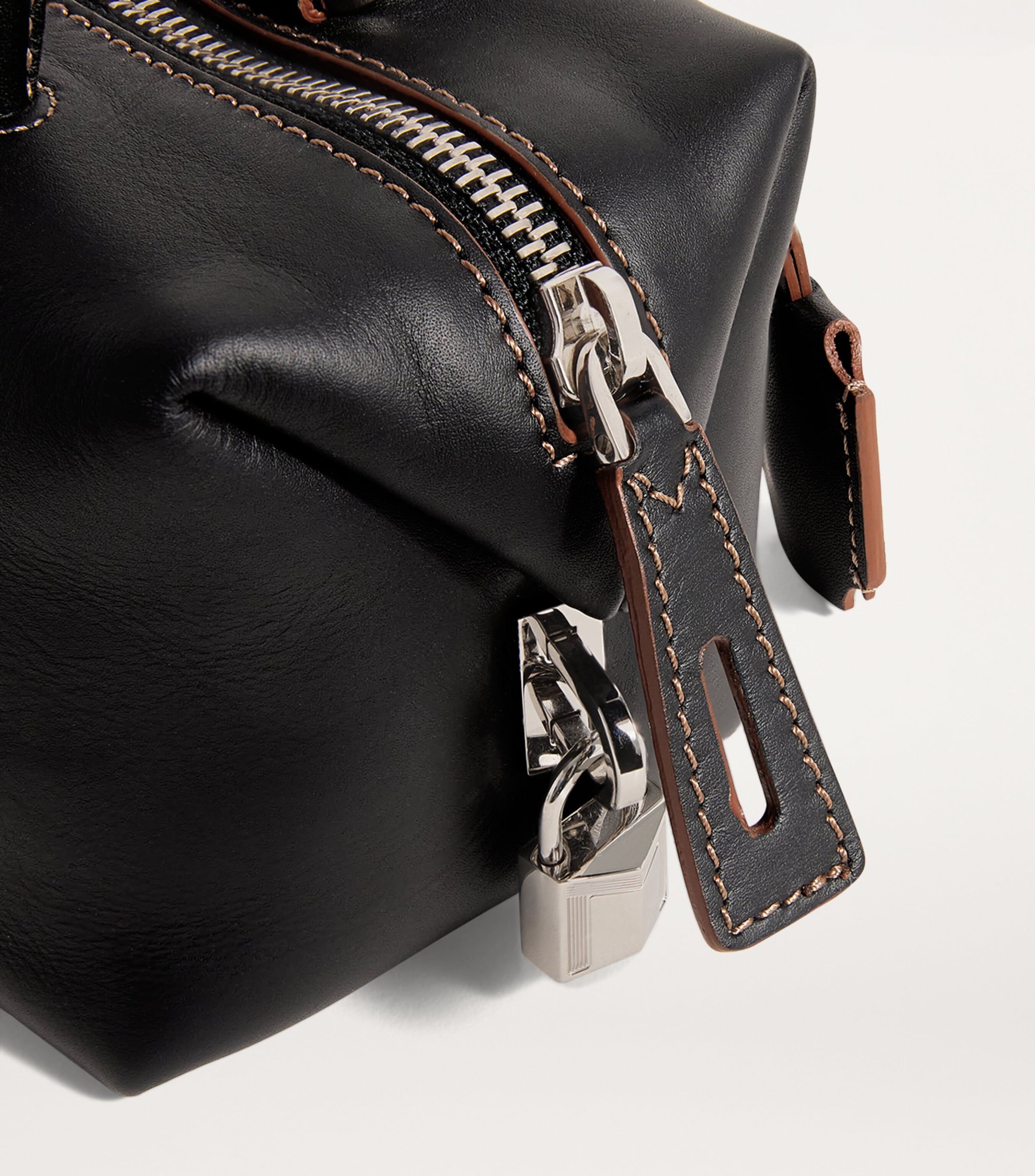 Small Leather Satchel Bag BLACK Image 6
