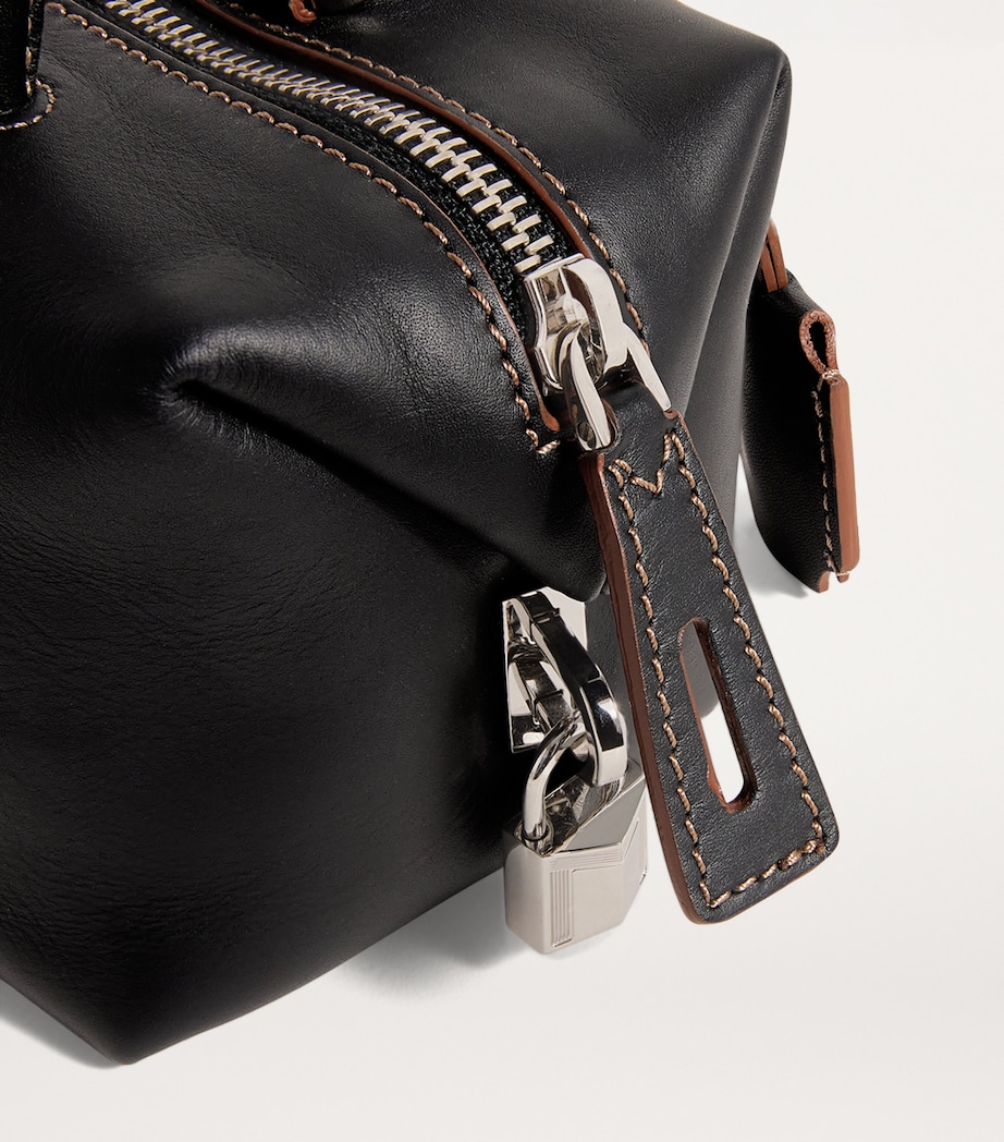 Small Leather Satchel Bag BLACK Image 6
