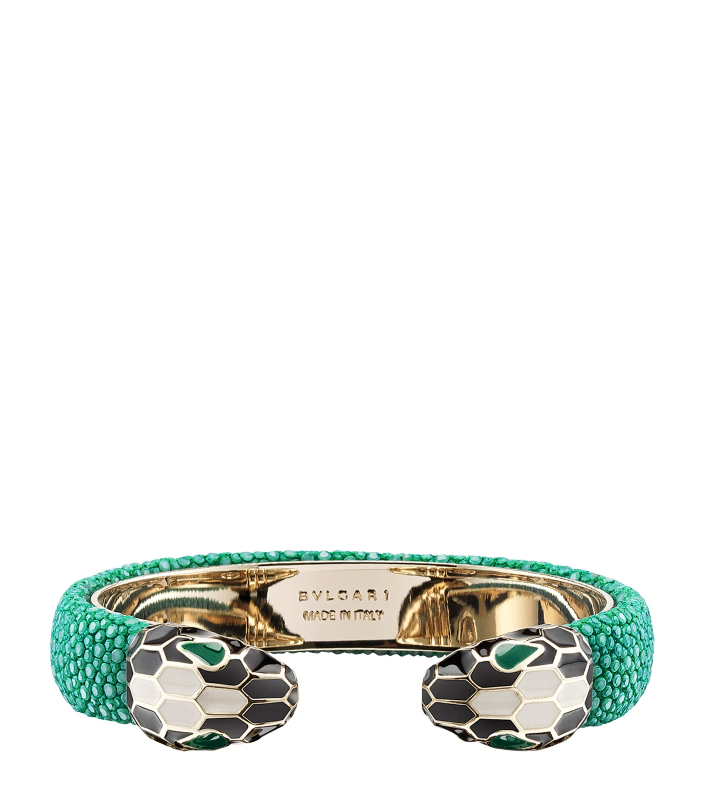 Bvlgari Leather Serpenti Forever Bangle (Medium) Green Image 1