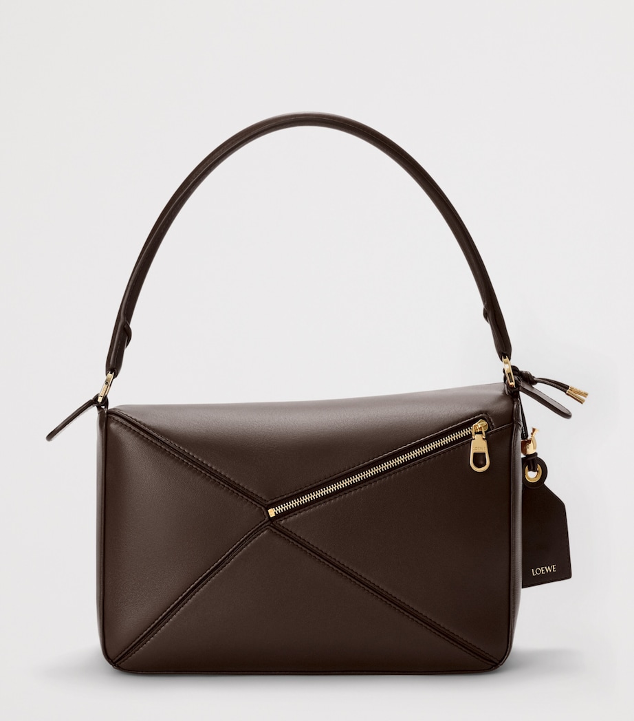 LOEWE Womens Medium Leather Puzzle Top-Handle Bag Dark Chestnut Image 4