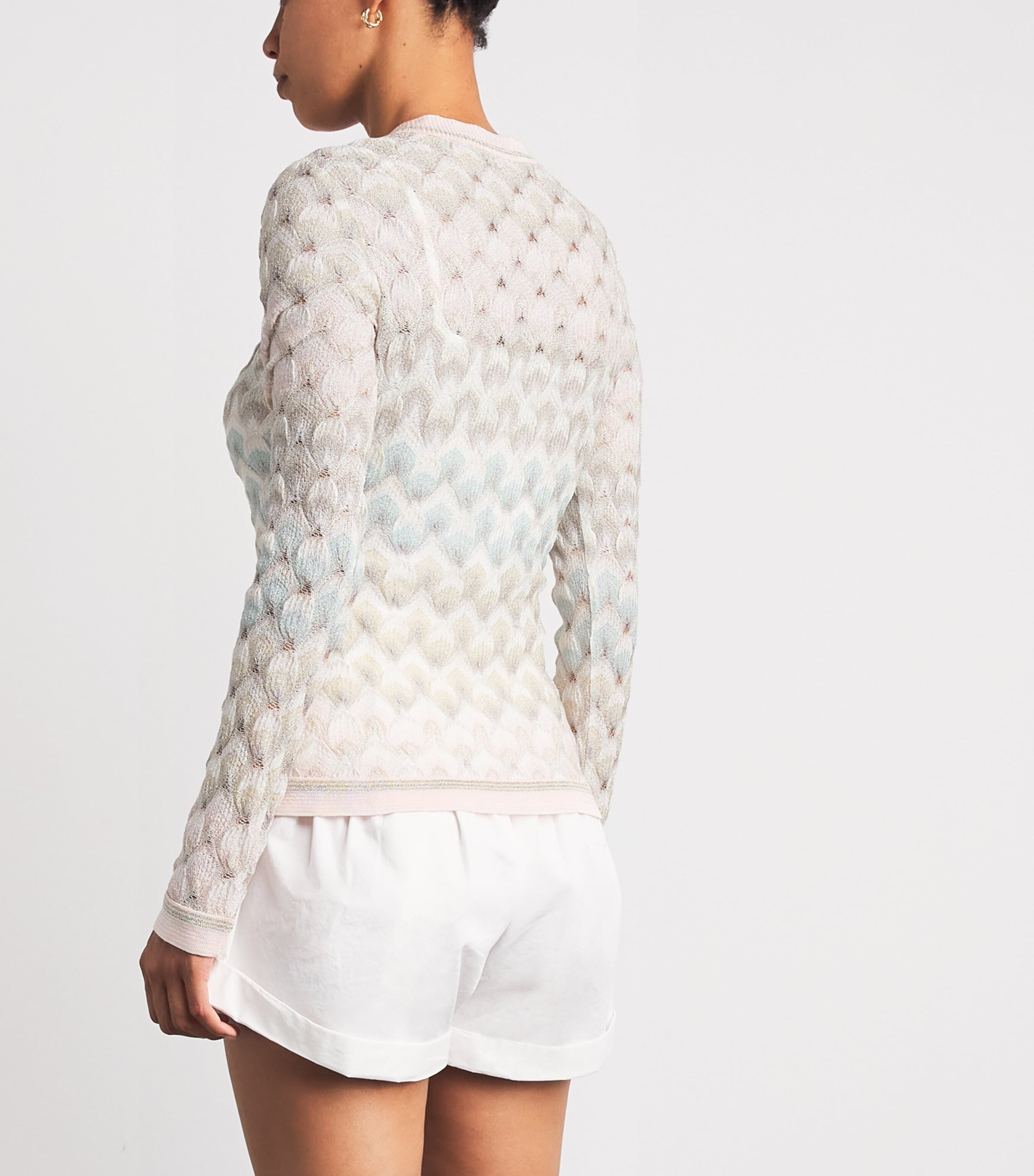Missoni Womens Lamé Lace Motif Cardigan Smsqb Multi B/p/w/y Image 5