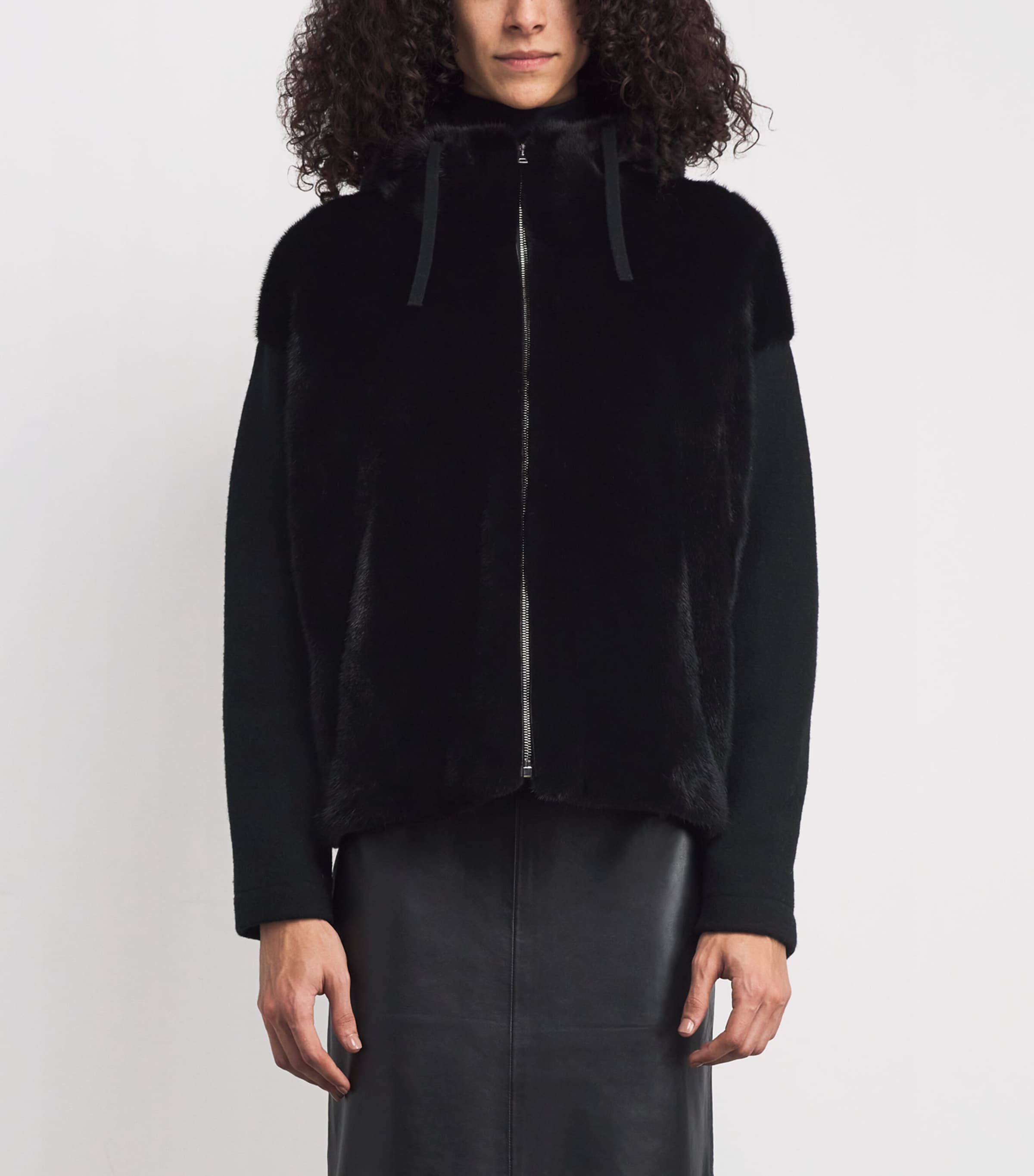 Mink-Wool-Silk Zip-Up Hoodie C99 Image 3