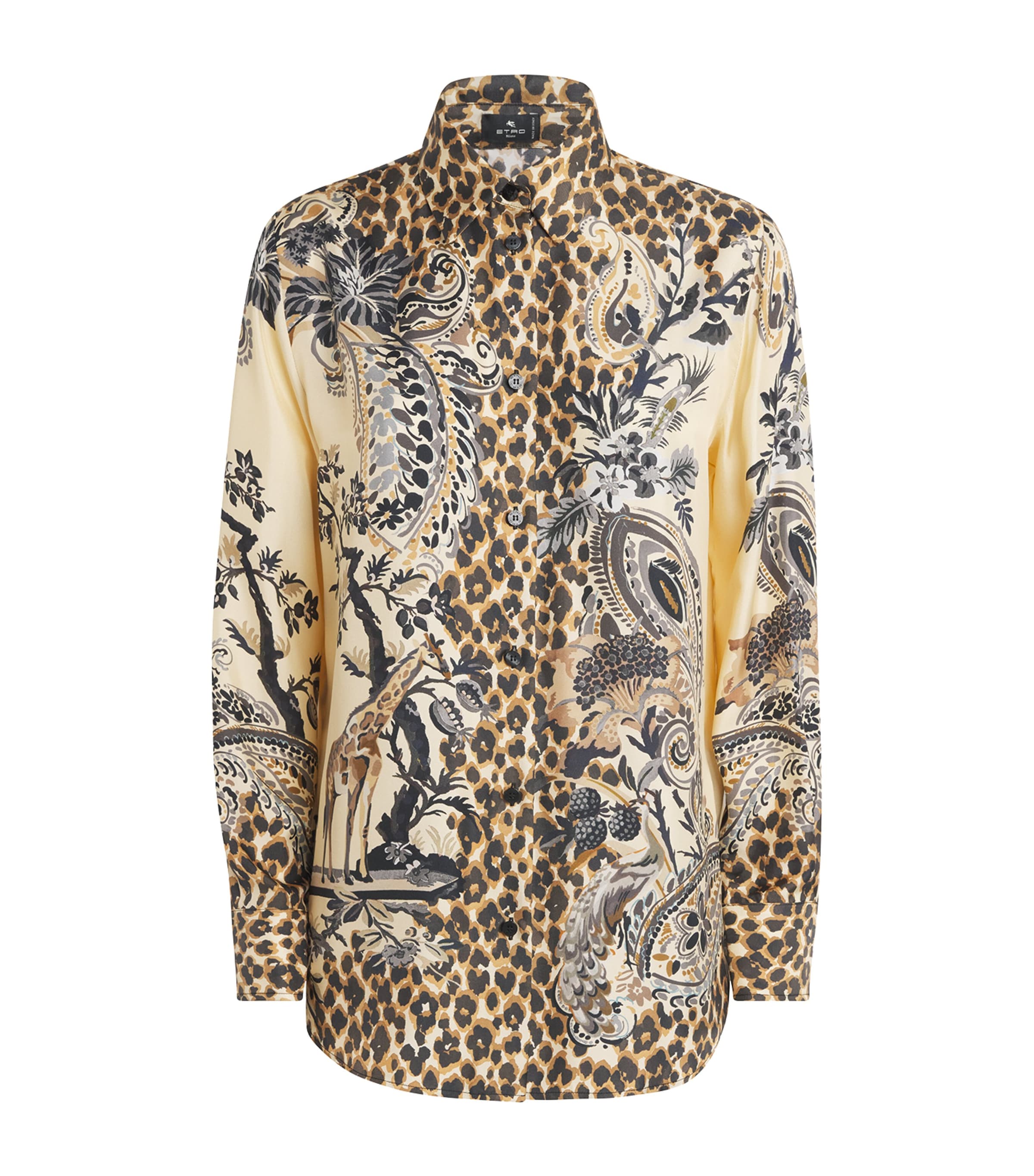 Etro Womens Silk Leopard Shirt Beige Image 1