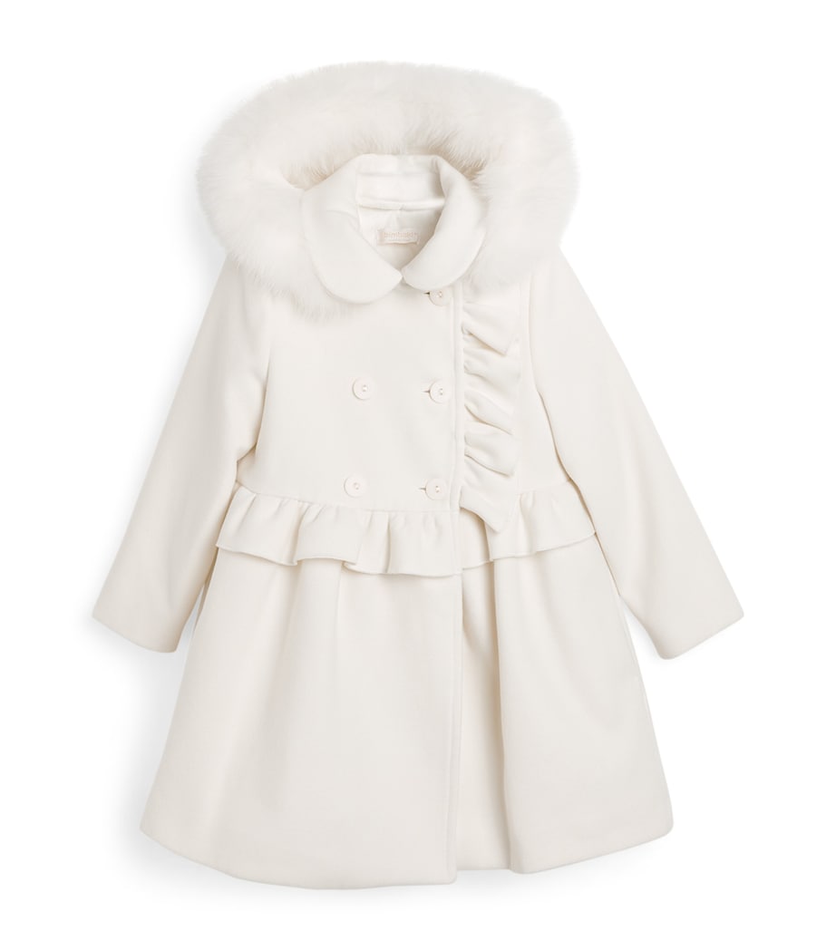 Fur-Trim Hooded Coat (2-14 Years) CREAM Image 1