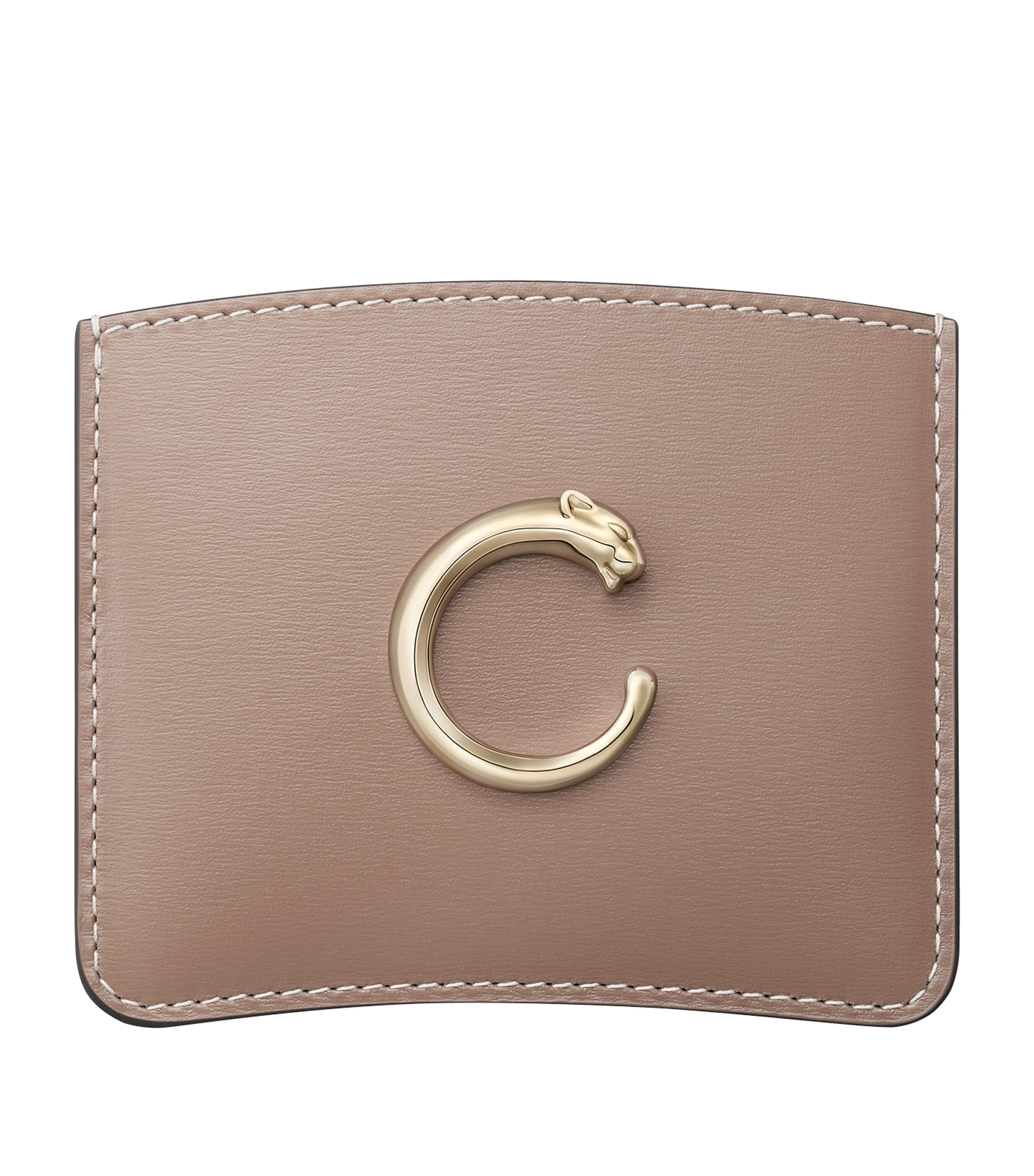 Cartier Womens Beige Panthère De  Leather Card Holder