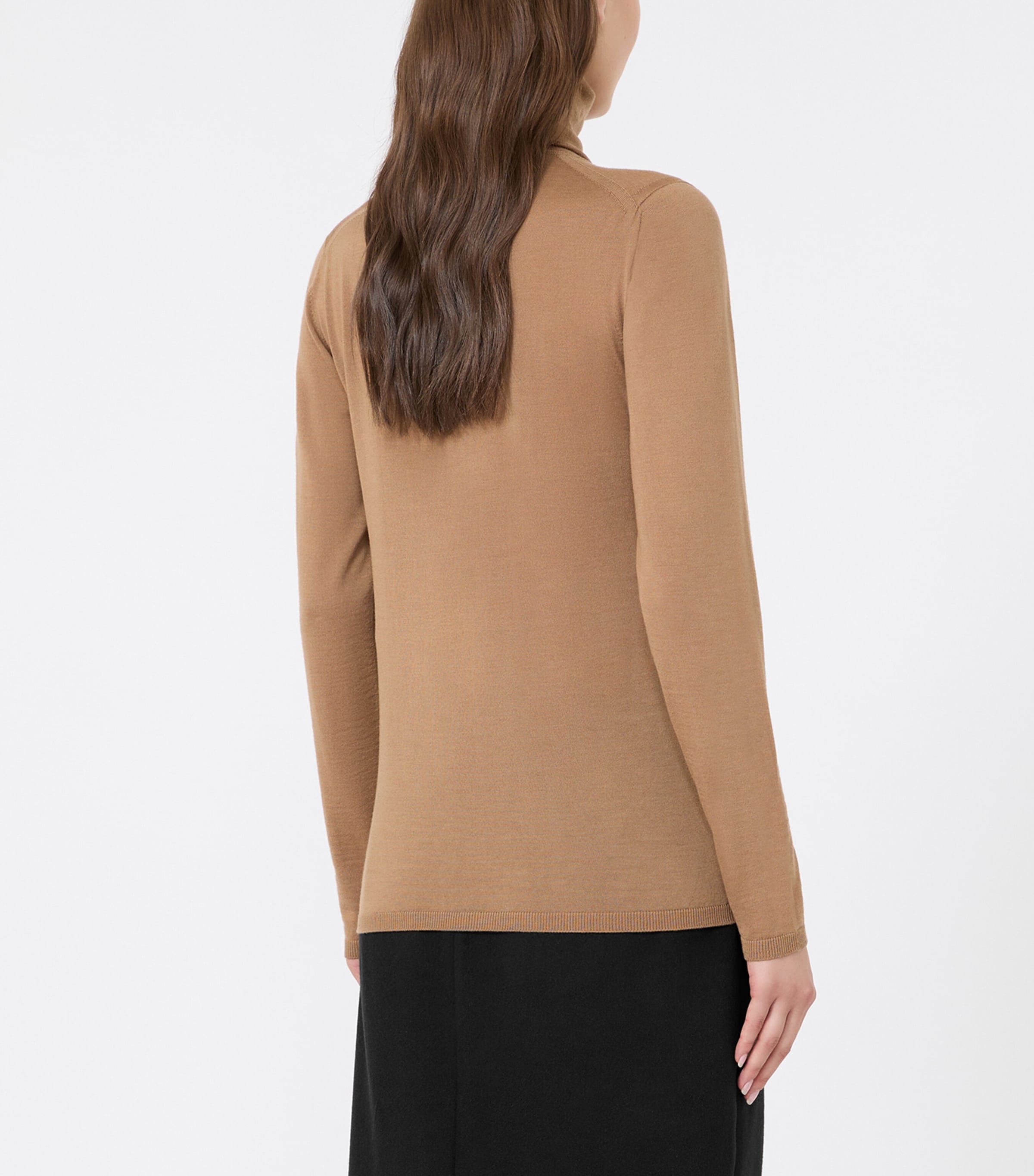 Max Mara Womens Virgin Wool Rollneck Sweater Camel Image 4