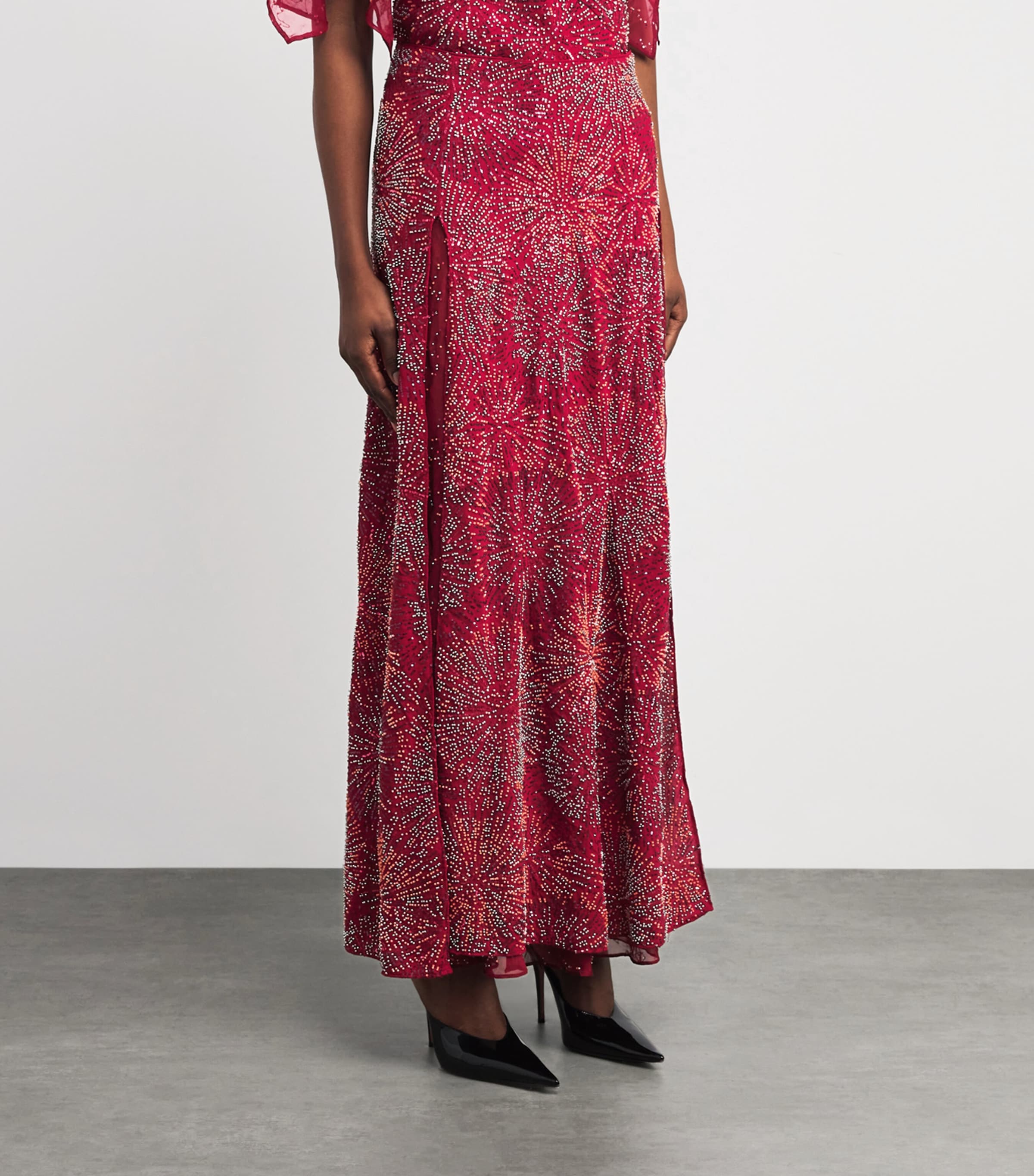 Embellished Maxi Skirt P614 RED WINE Image 3