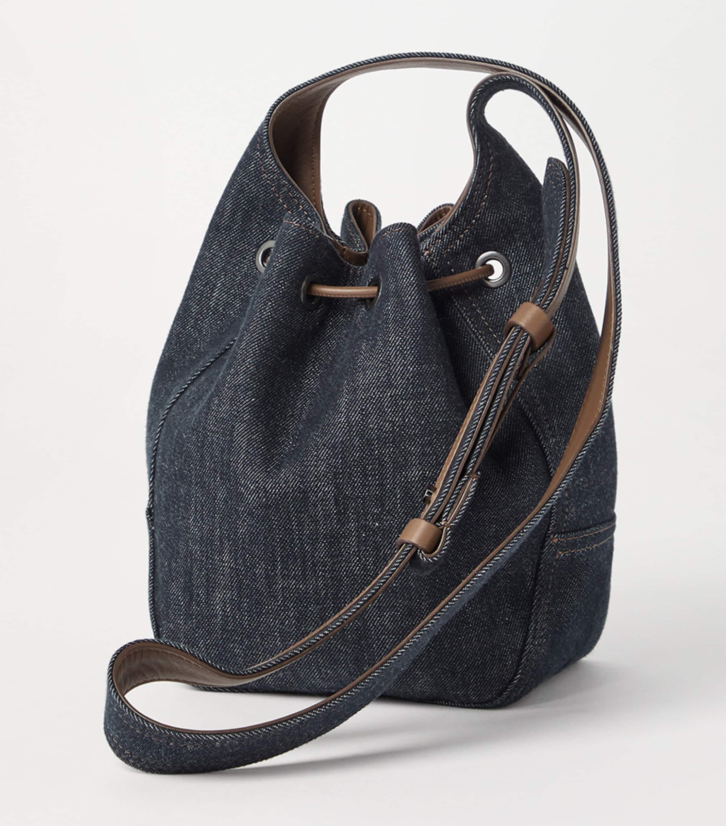 Brunello Cucinelli Small Denim BC Duo Bucket Bag | Harrods US