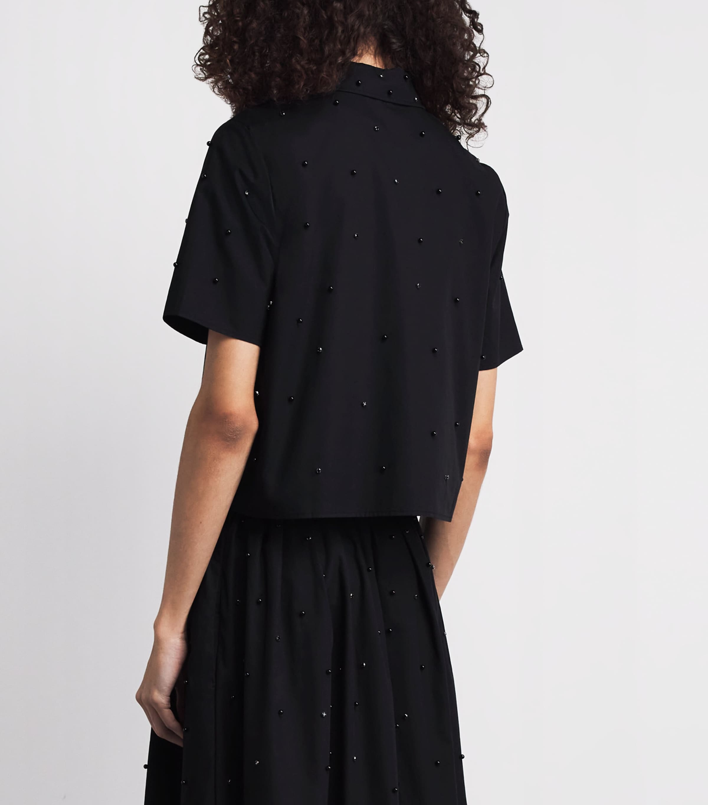 Maje Womens Cotton Embellished Shirt Black Image 5