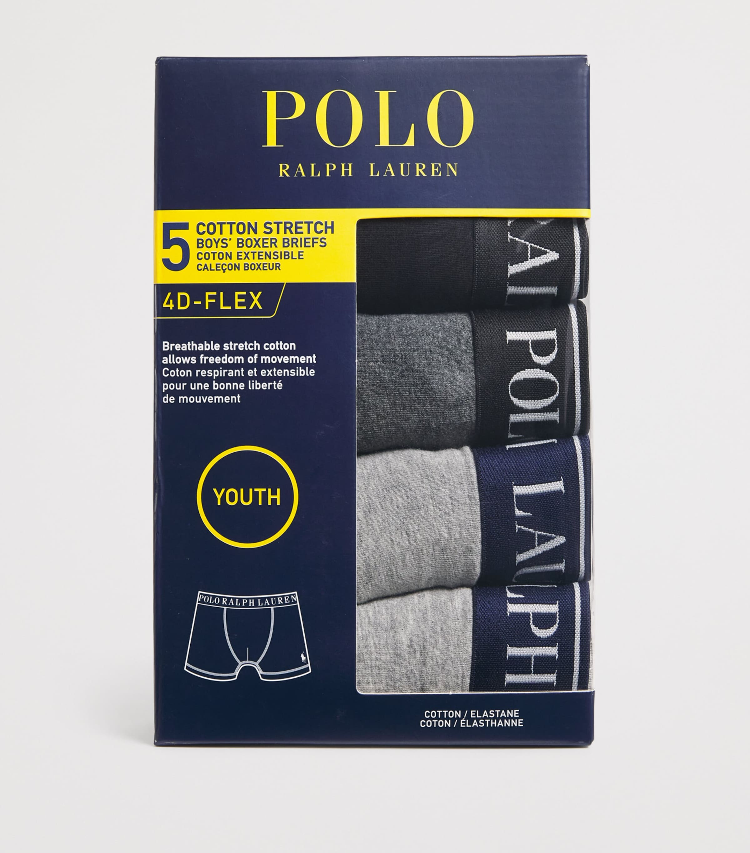 Pack of 5 Stretch-Cotton Boxer Briefs (6-14 Years) ANDOVER HEATHER Image 3