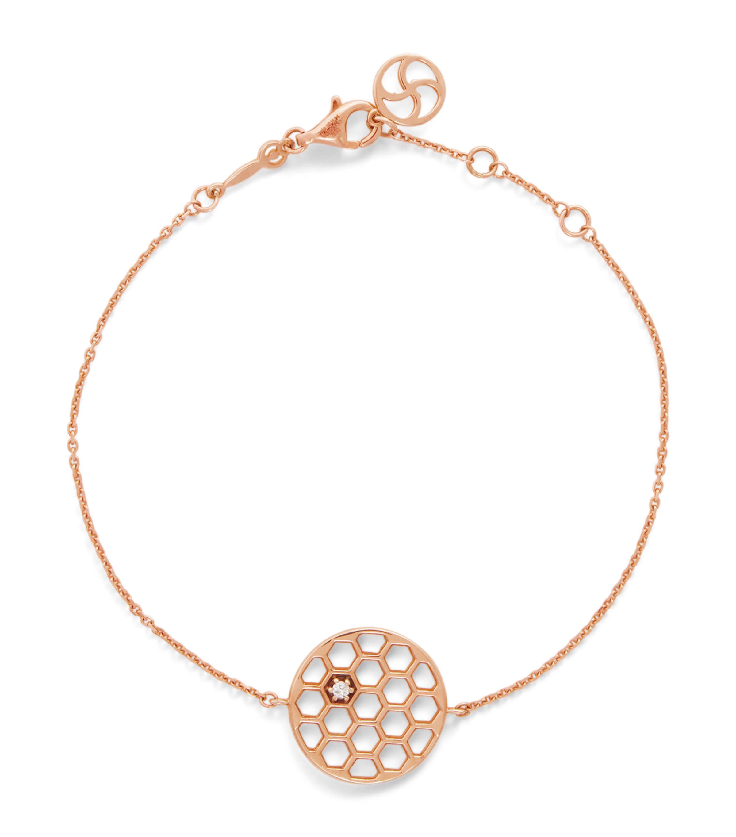 Bee Goddess Rose Gold And Diamond Honeycomb Bracelet