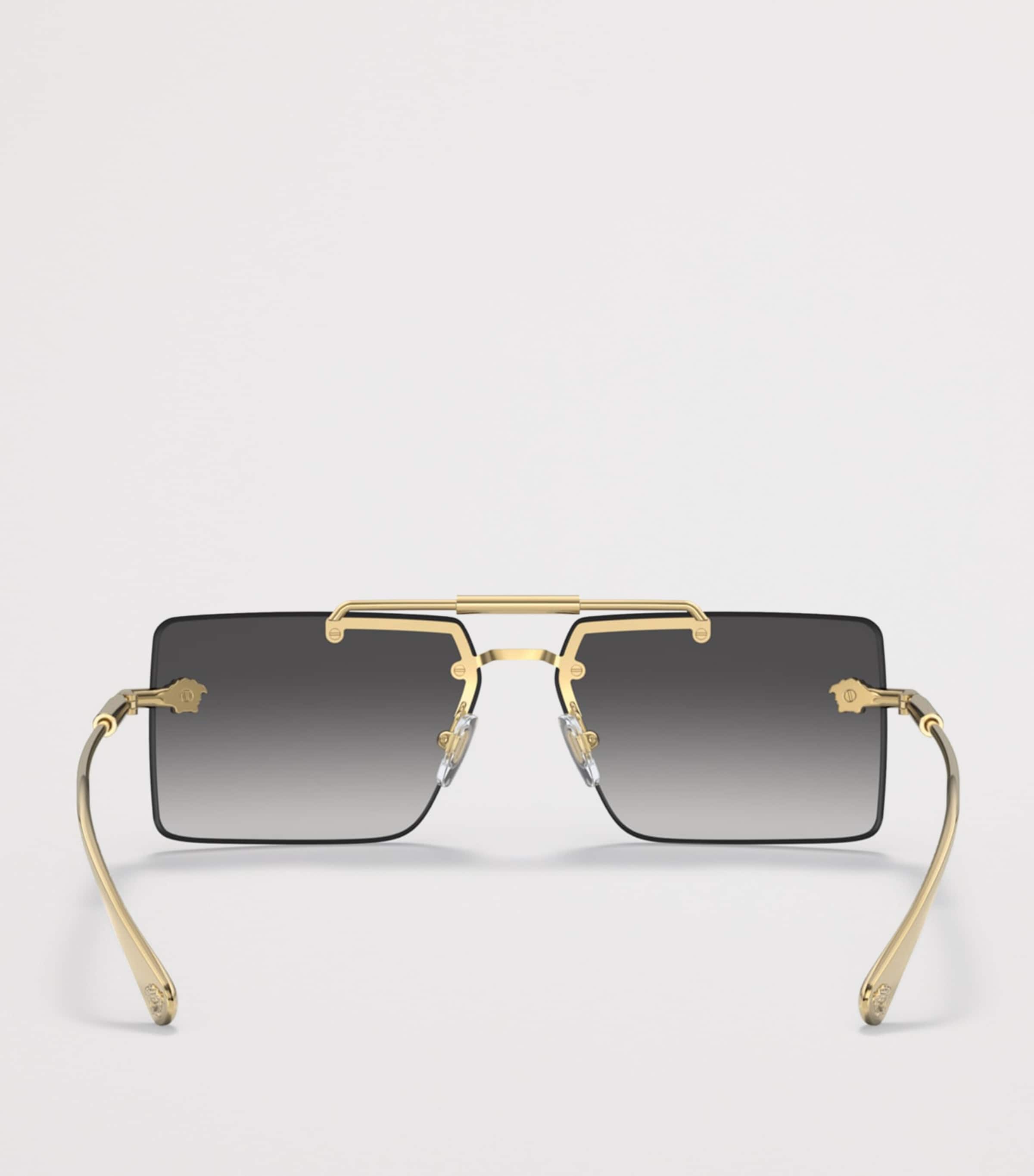 Versace Rimless Rectangle Sunglasses Gold Image 4