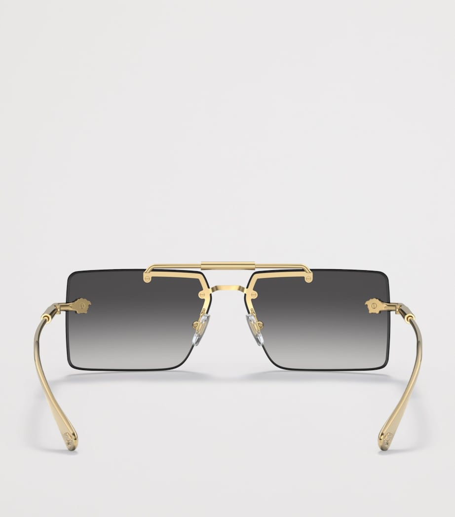 Versace Rimless Rectangle Sunglasses Gold Image 4