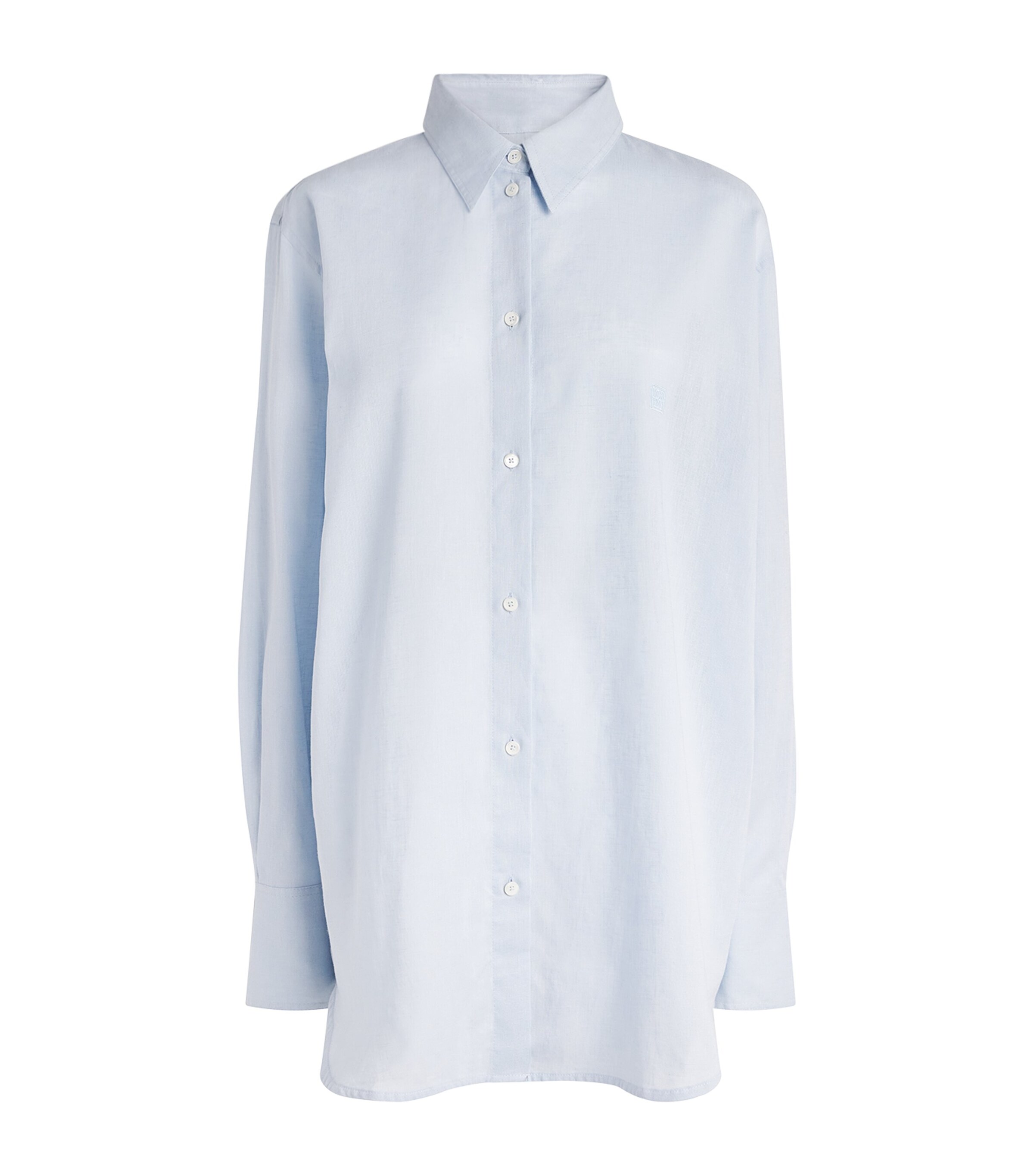 Toteme Womens Cotton-Linen Oversized Shirt Blue Image 1