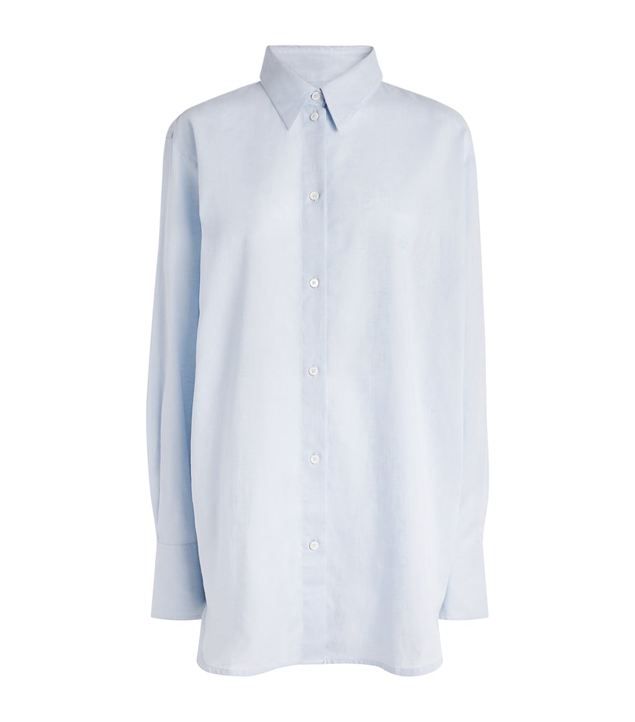 Toteme Womens Cotton-Linen Oversized Shirt Blue Image 1