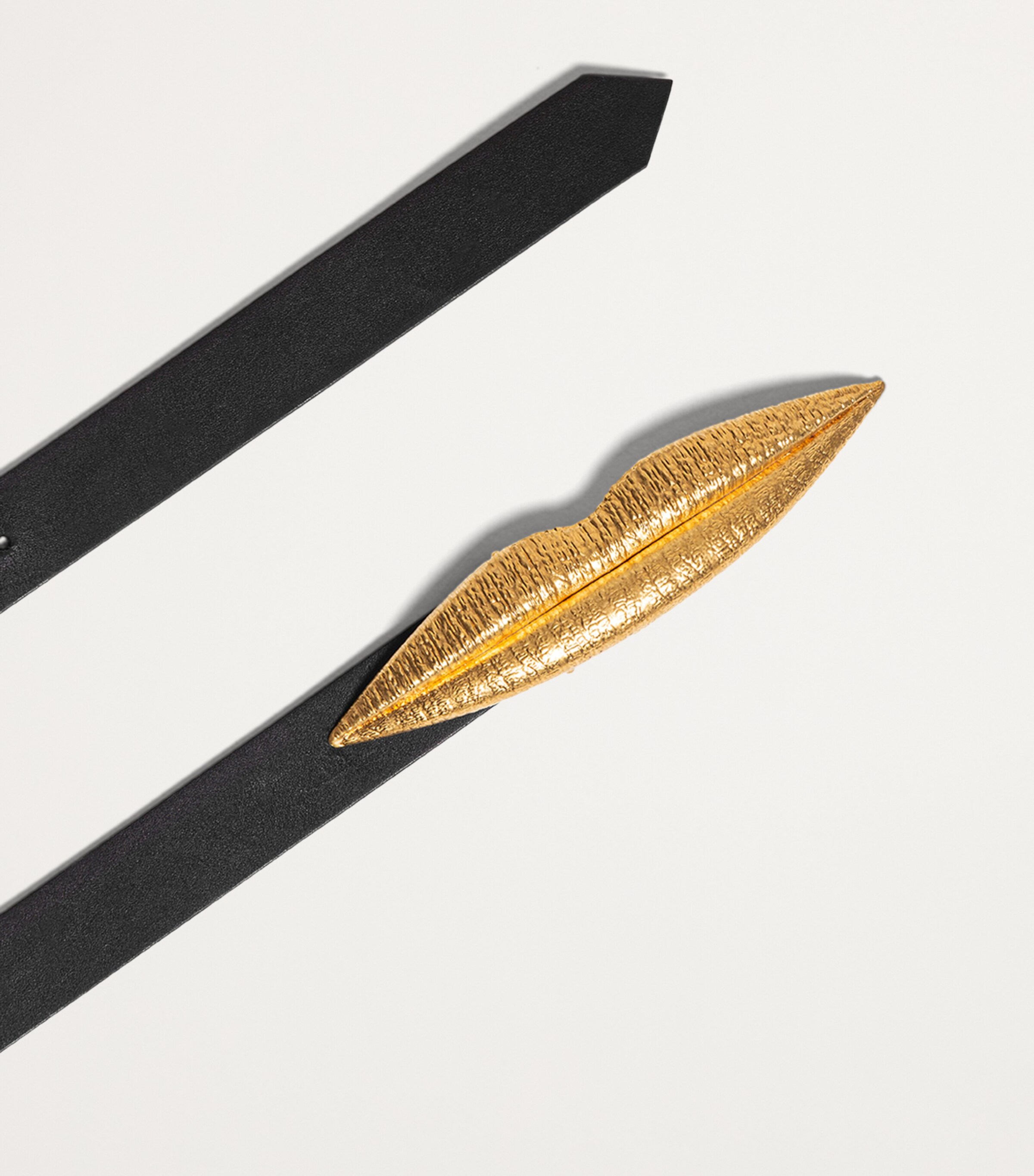 Calf Leather Mouth-Detail Belt 999BLACK Image 2