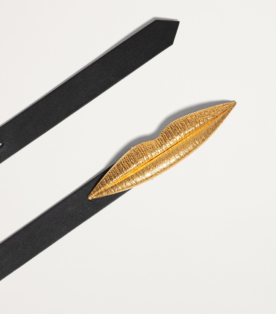 Calf Leather Mouth-Detail Belt 999BLACK Image 2