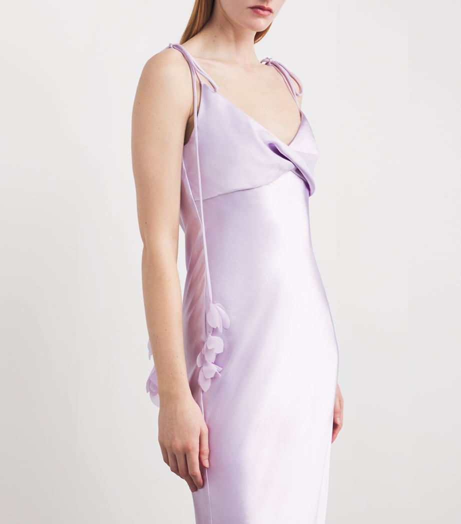 Satin Floral Maxi Dress LILAC Image 6
