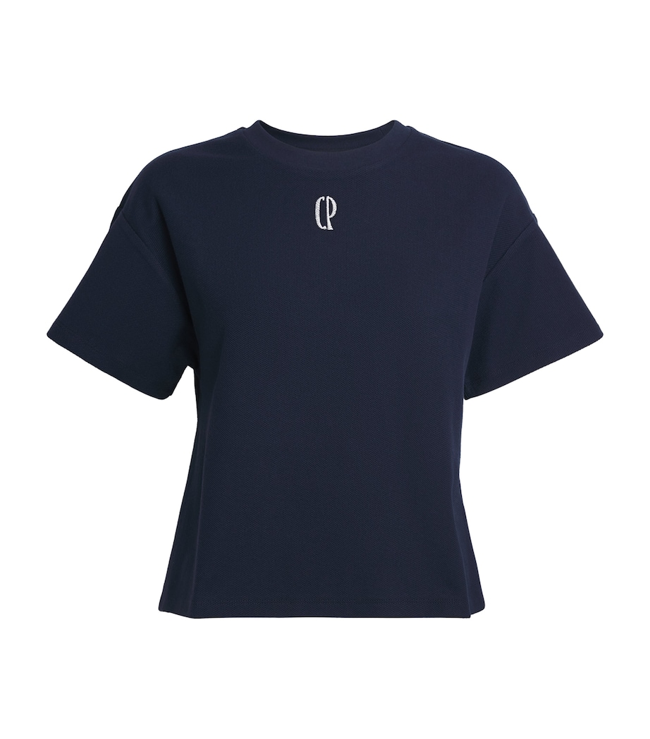 Claudie Pierlot Womens Cotton Logo-Embroidered T-Shirt Navy Image 1