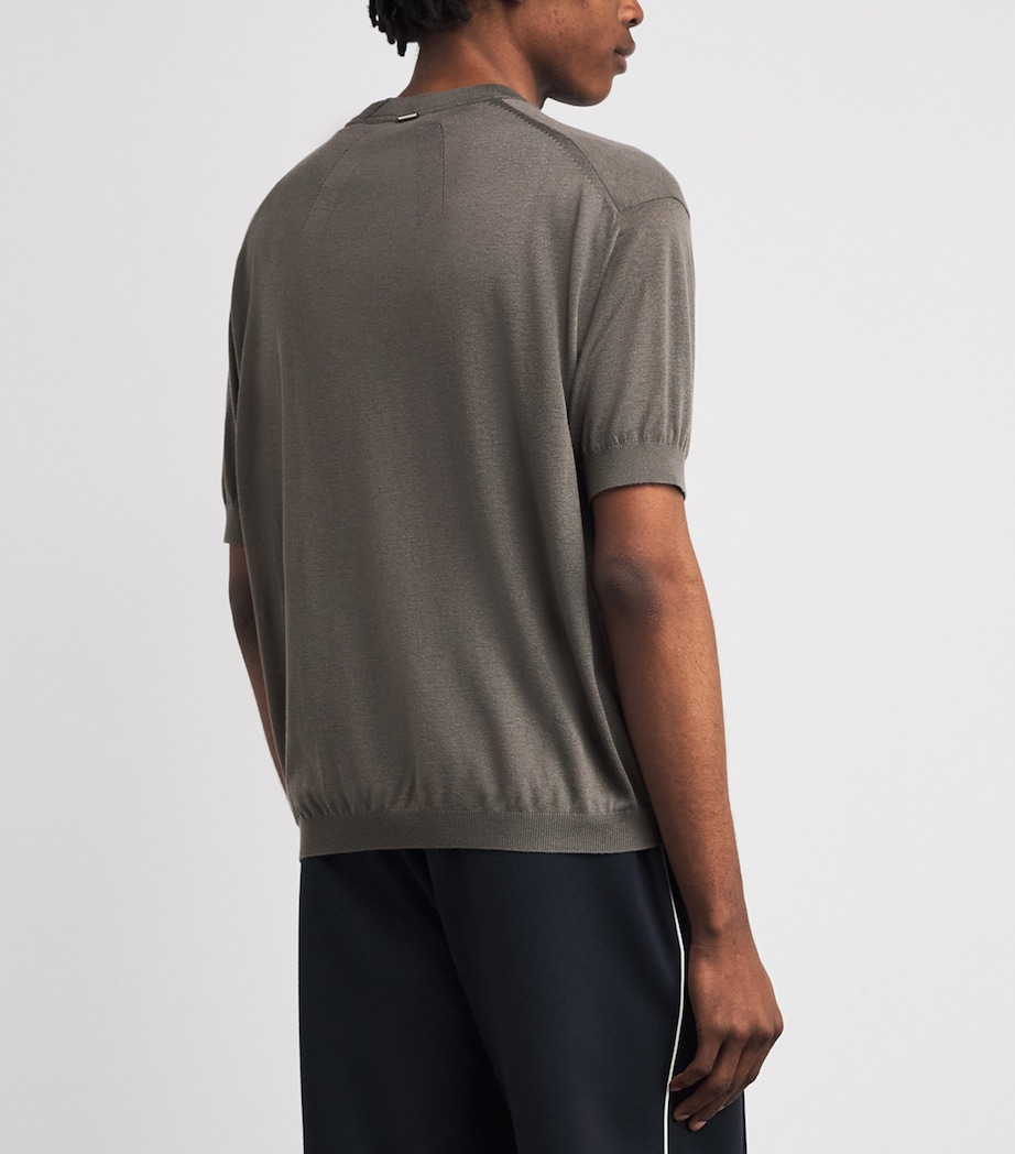 System Mens Knitted T-Shirt Taupe Grey Image 5